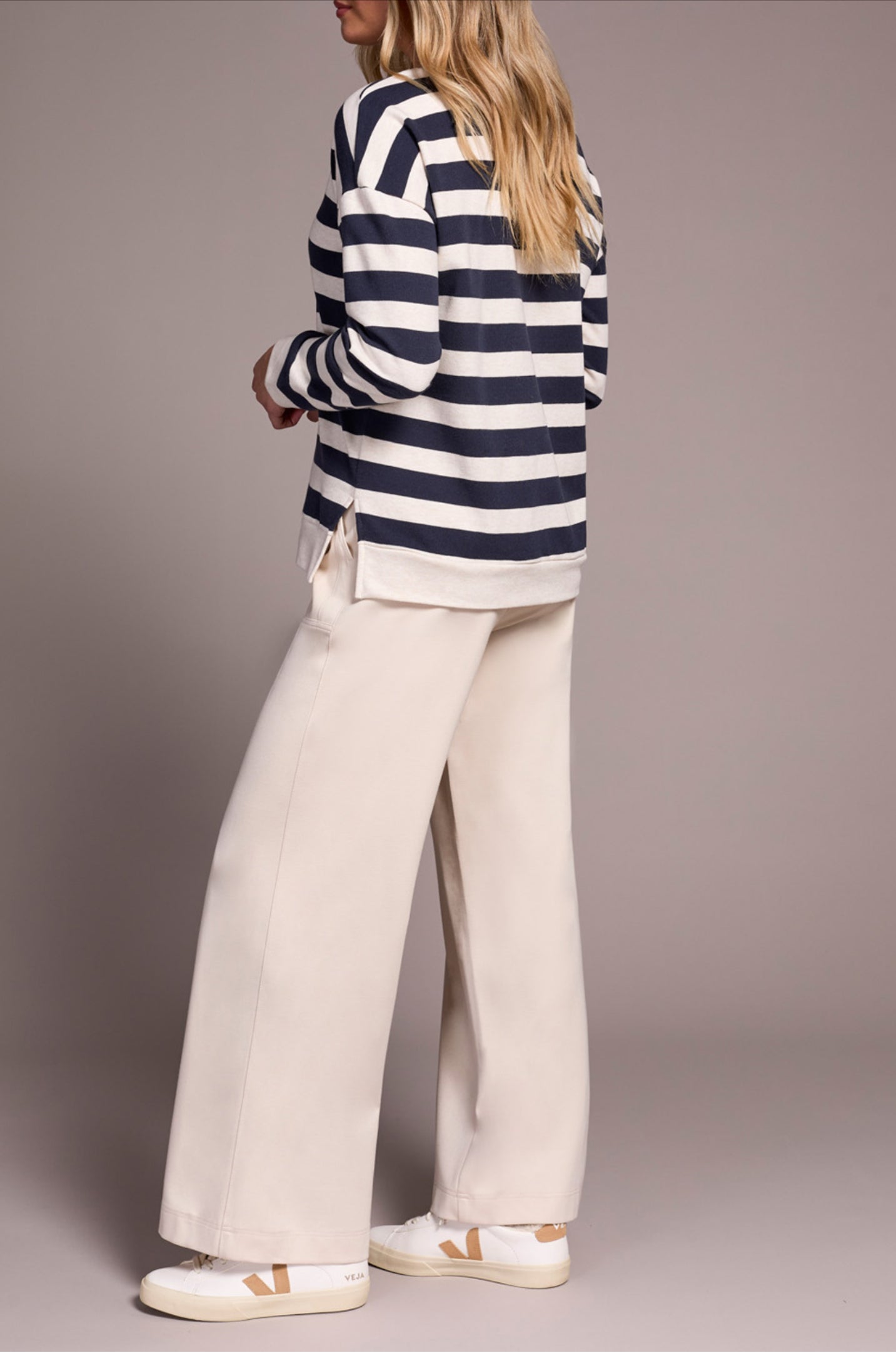 Tribal Striped Crewneck Top
