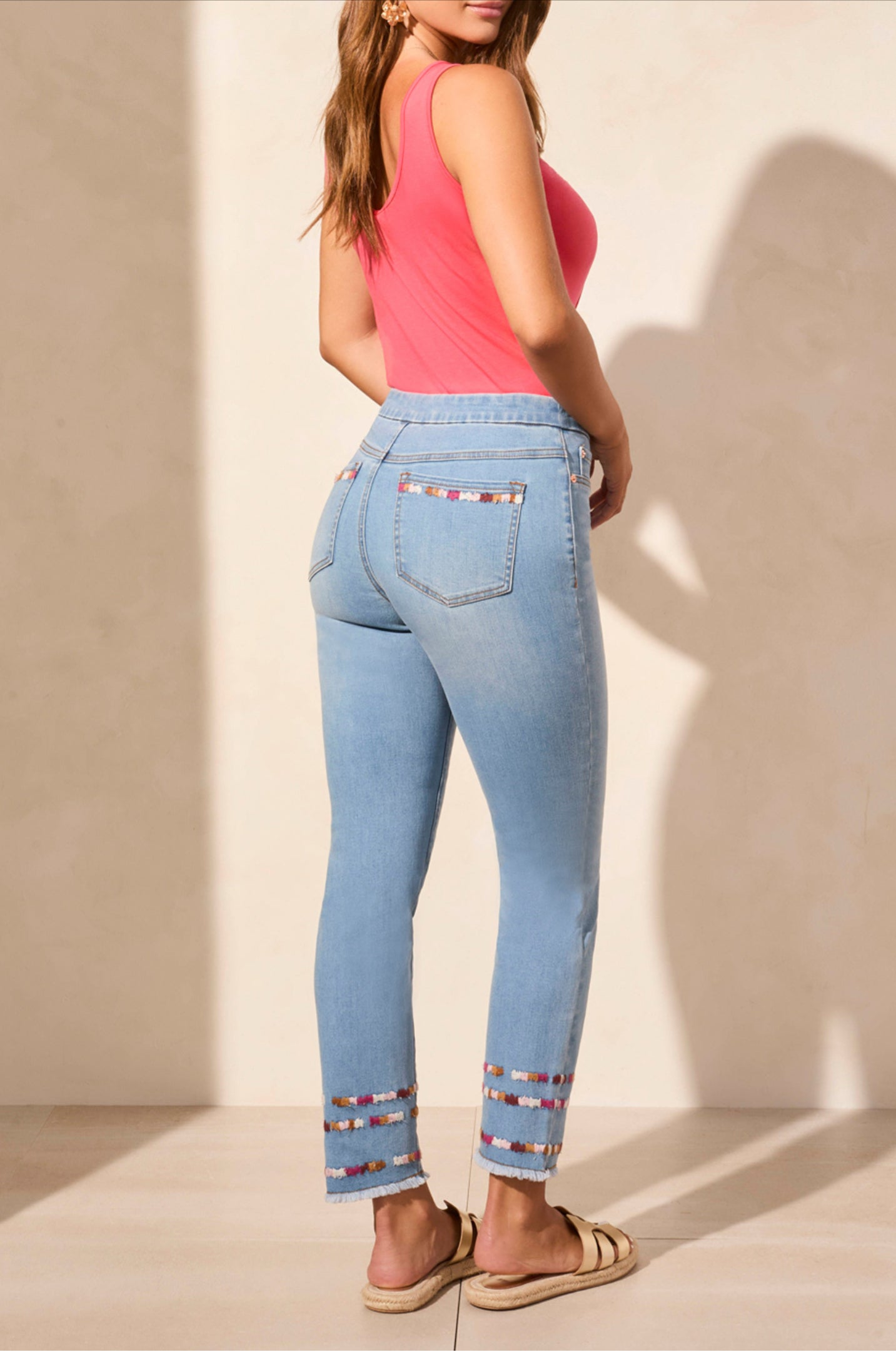 Tribal Audrey Embroidered Skim Ankle Jeans
