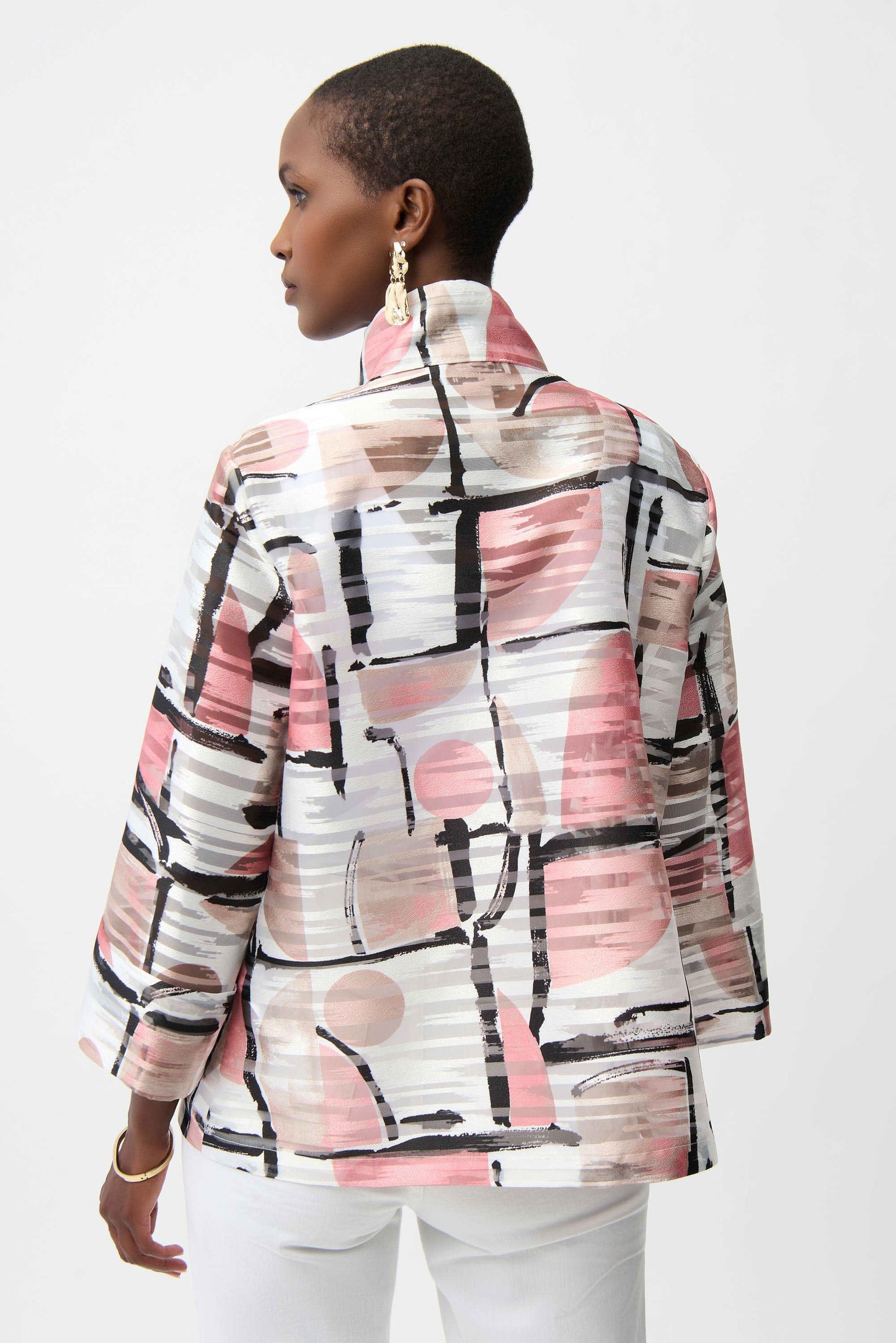 Organza Jacquard Abstract Print Boxy Jacket
261052