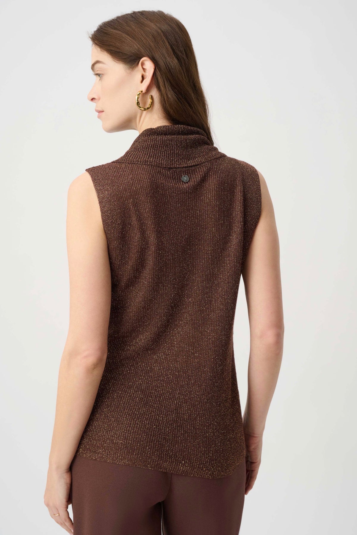 Joseph Ribkoff Rhinestone Cowl Neck Top Mahogany 264929