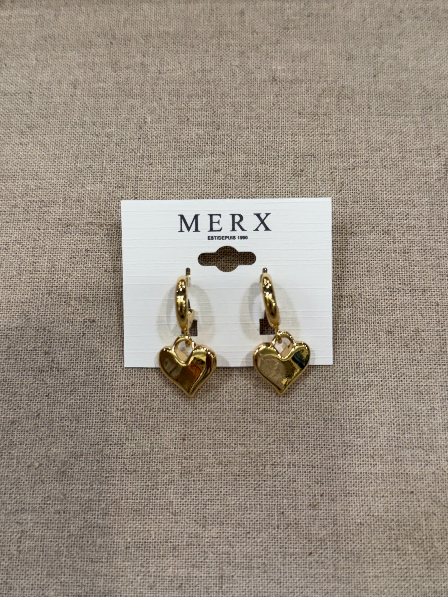 Merx Gold Heart Drop Earrings