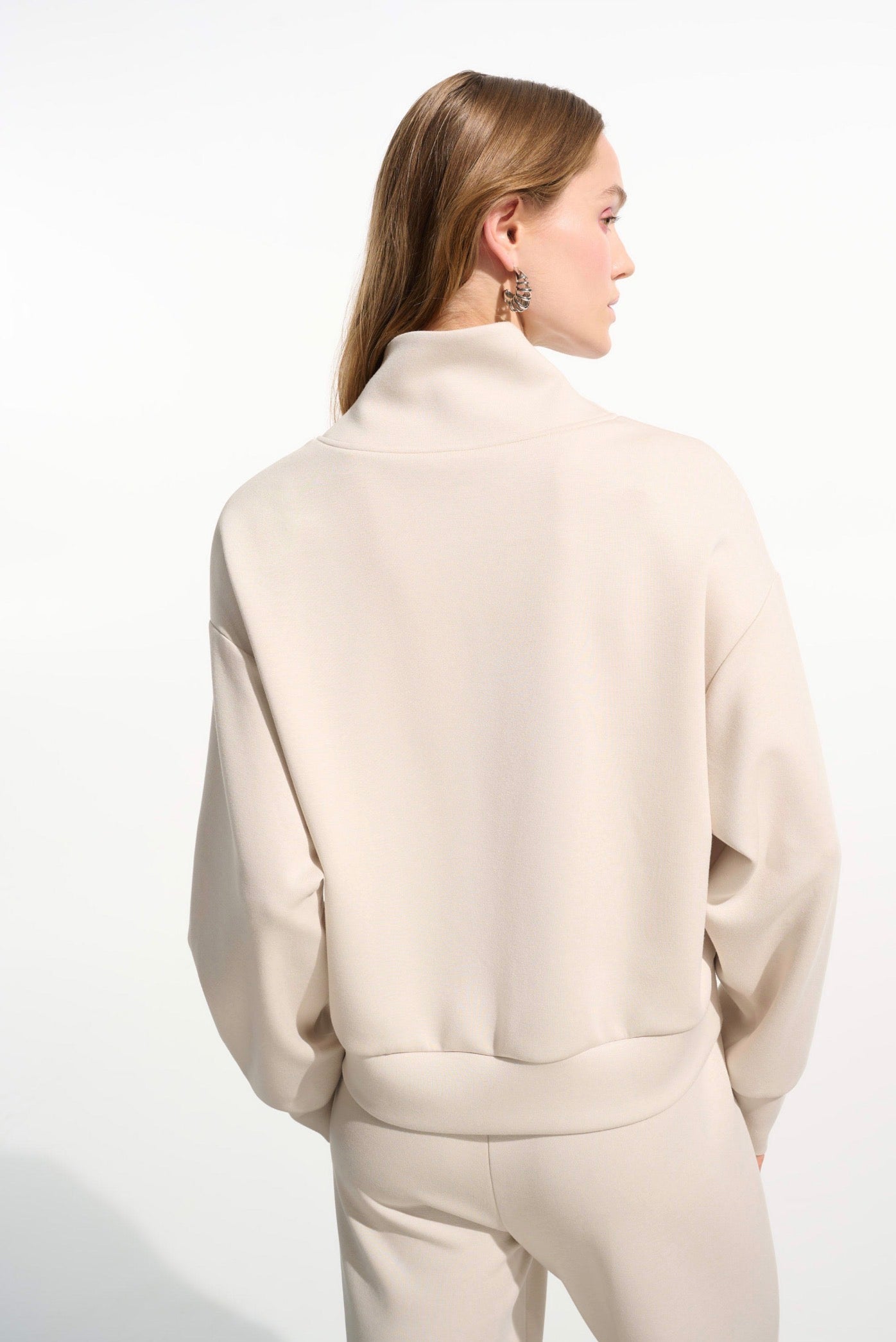 Joseph Ribkoff Scuba Jersey Boxy Sweatshirt With High Collar and Front Zipper 261610