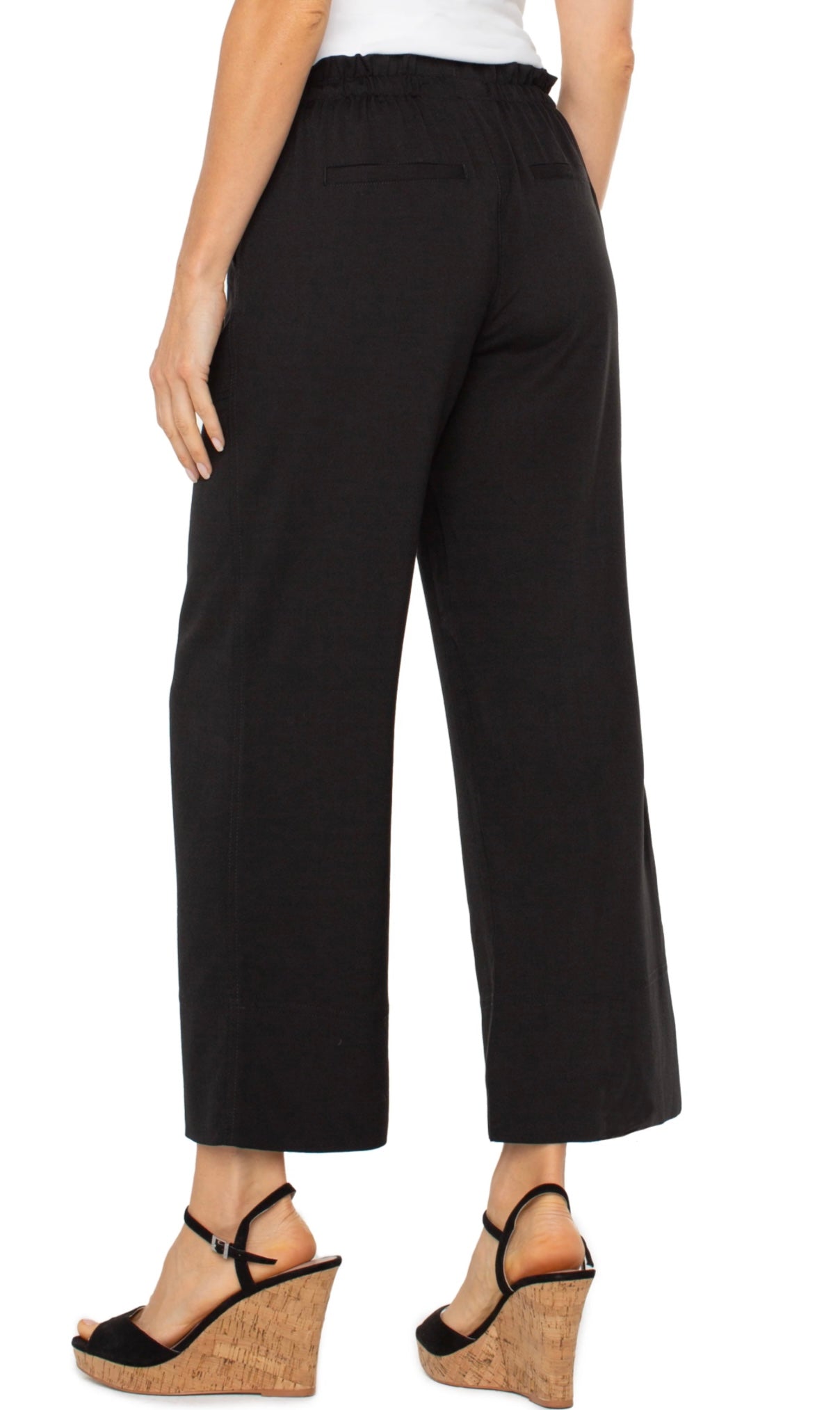 Pull-on Tie Waist Wide Leg Ankle