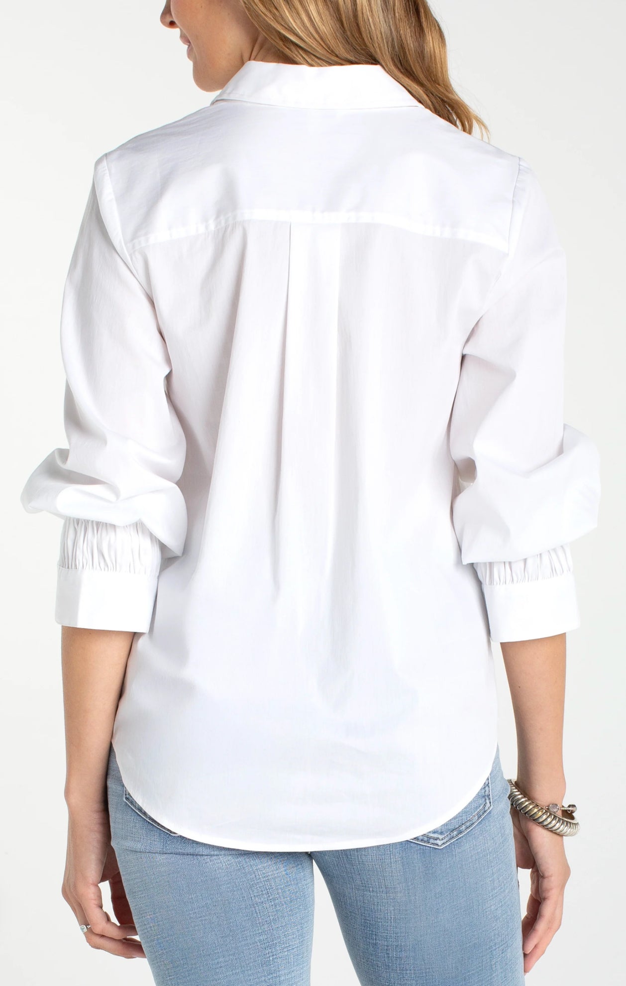 Liverpool Adjustable Sleeve Button Front Woven Top