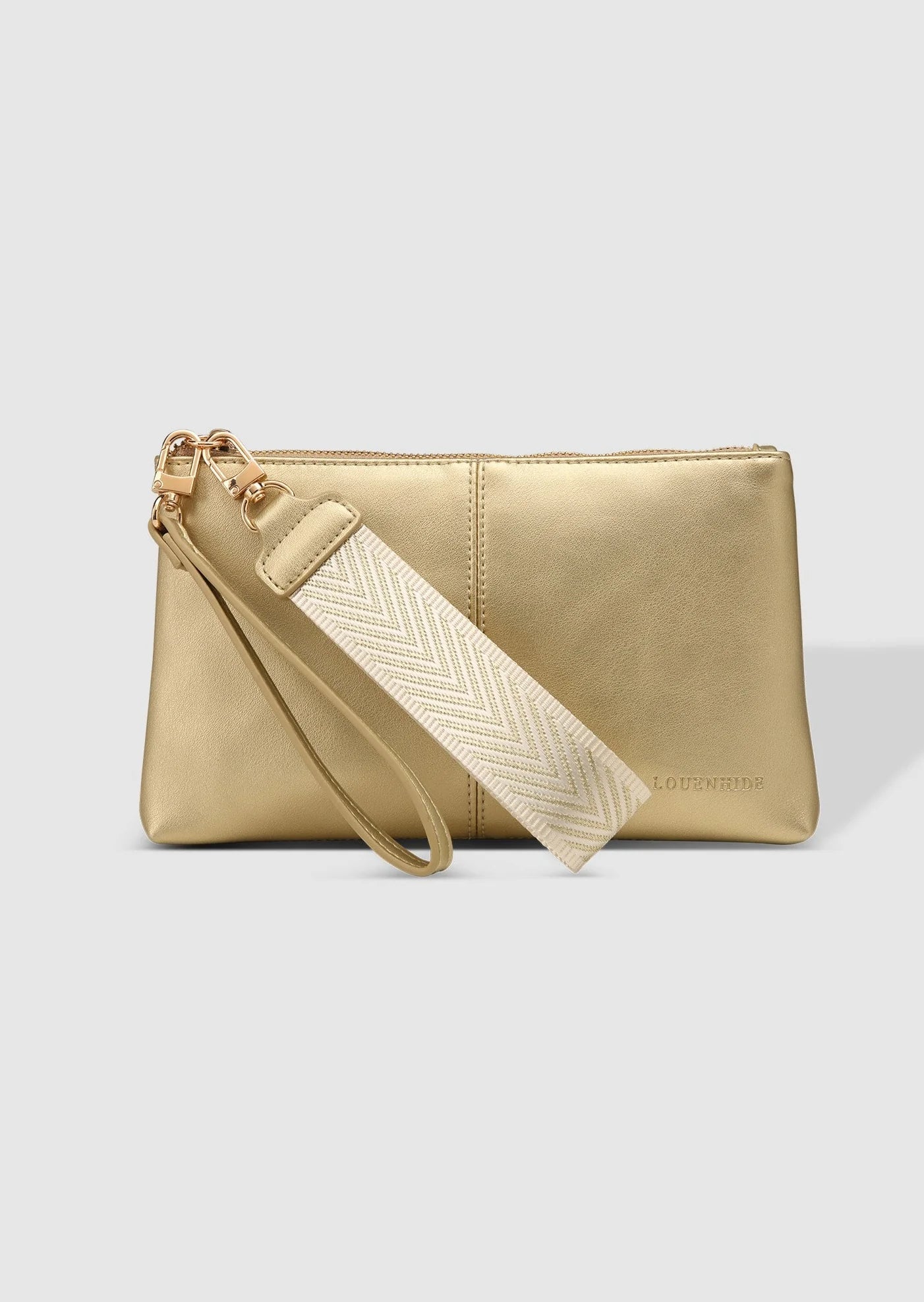 Louenhide Mimi Metallic Clutch Gold