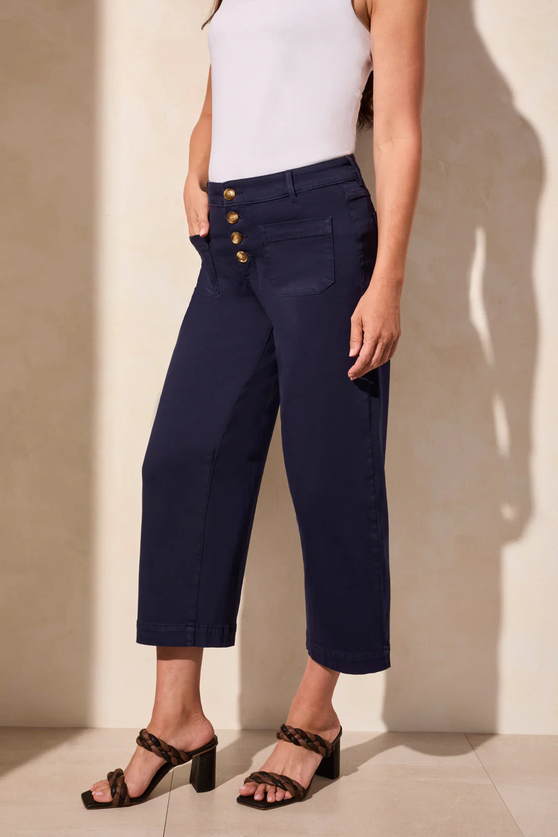 Tribal Audrey Cropped Wide Leg Jeans Nautical