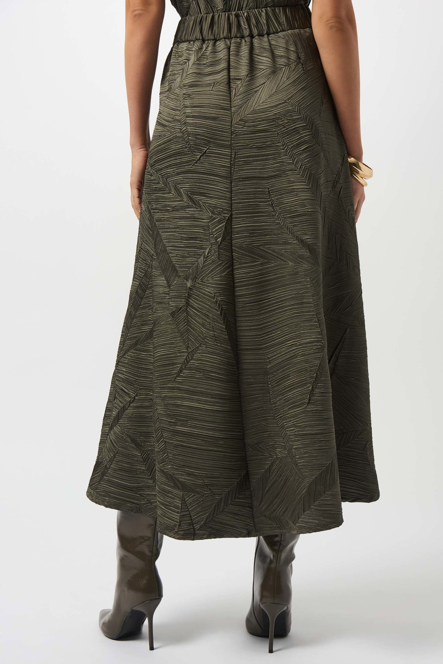 Joseph Ribkoff Pleated Satin Long Flared Skirt 253248
