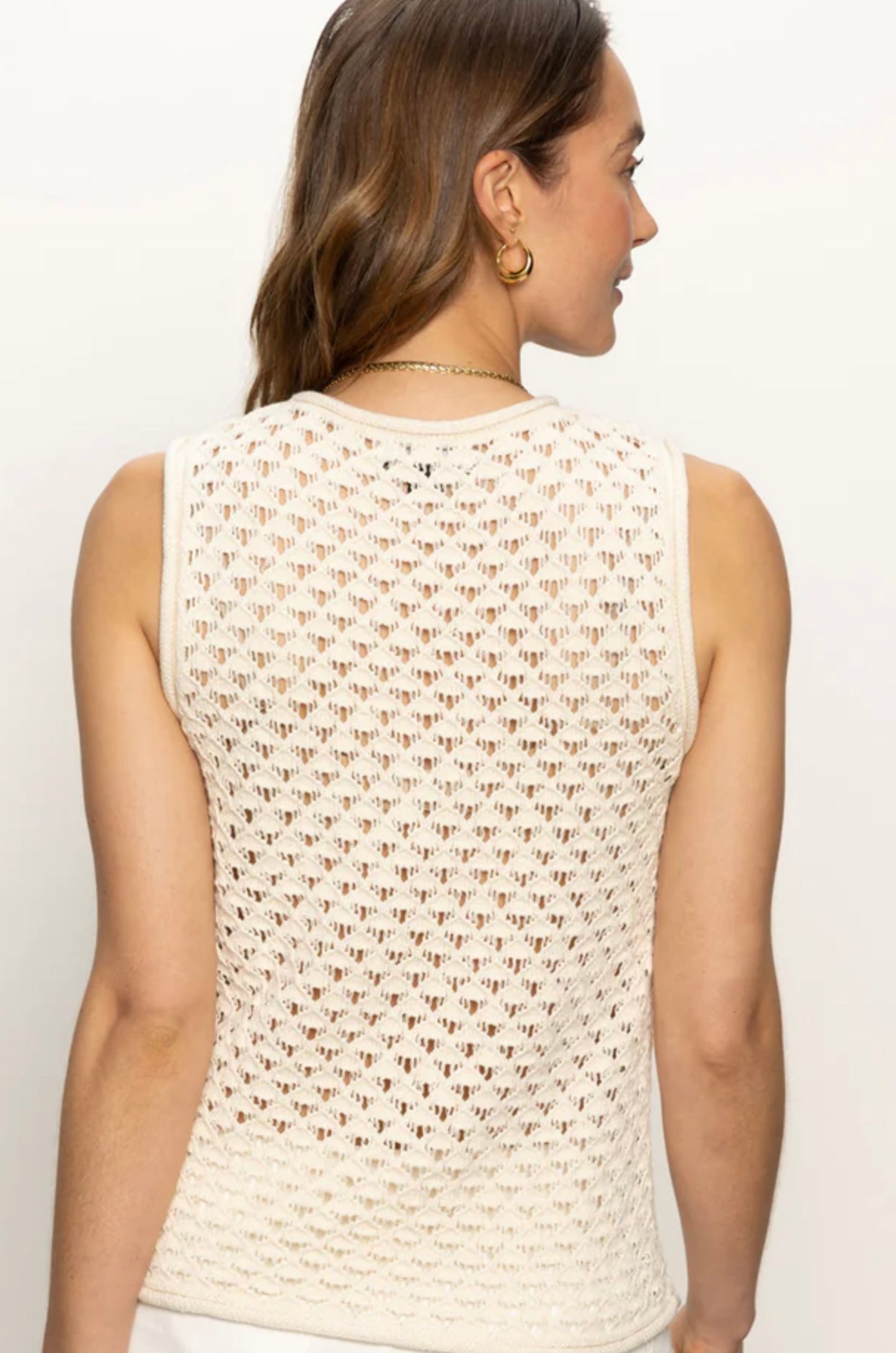CROCHET SHELL SWEATER ECO NATURAL