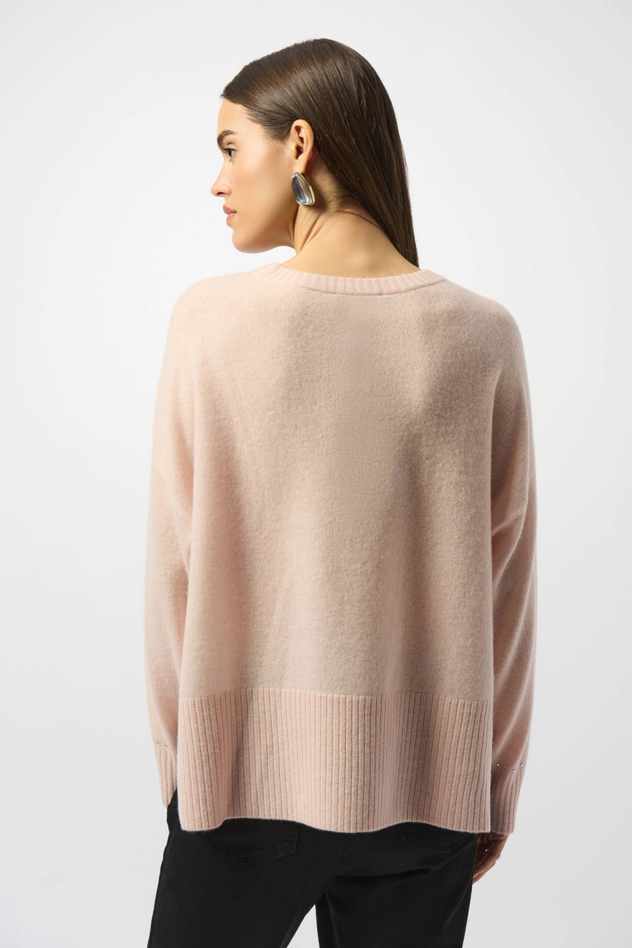 Joseph Ribkoff Cashmere Crew Neck Top with Stud Detailing Rosé 253980