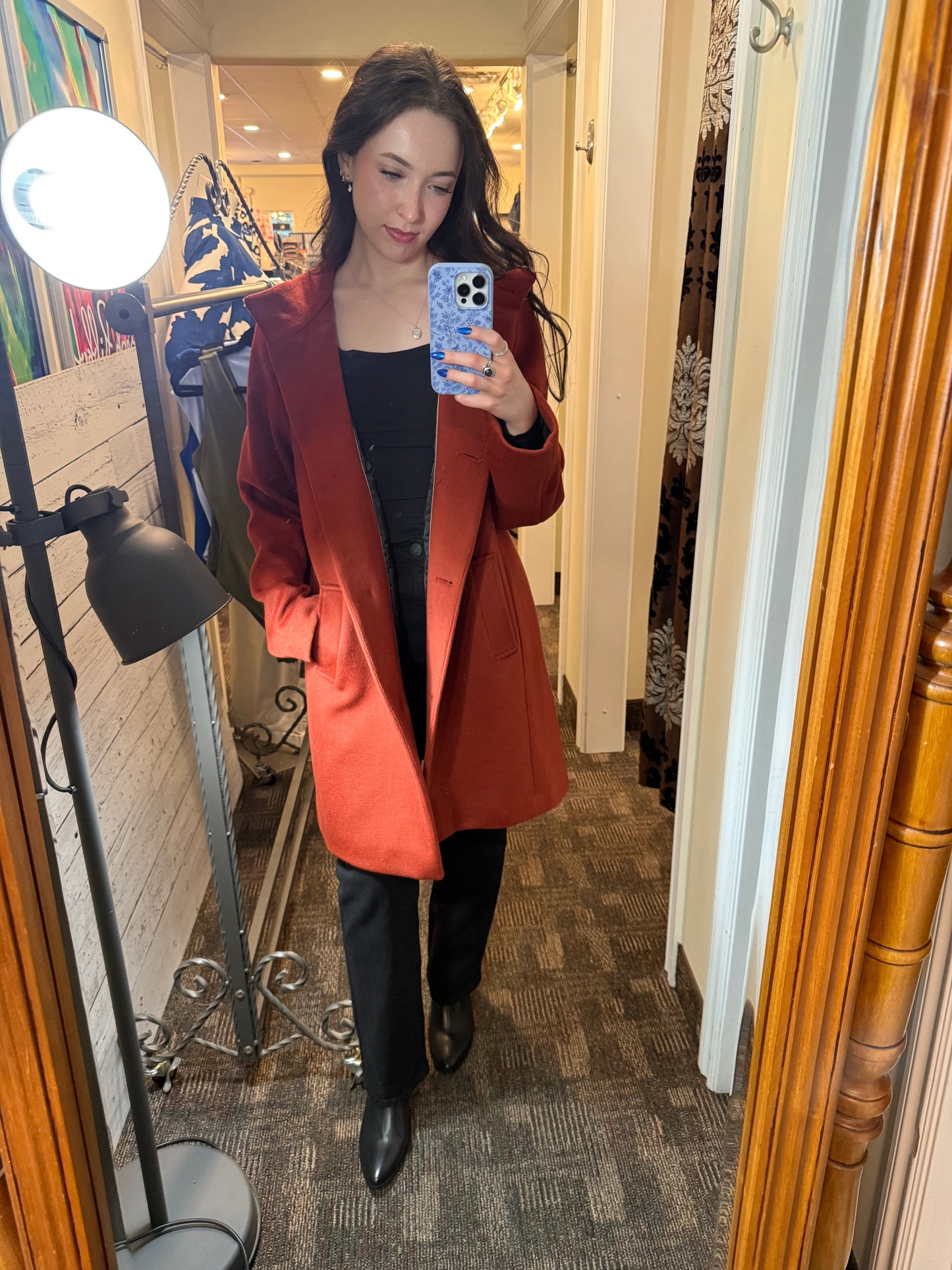 Frandsen Long Wool Coat Burnt Orange