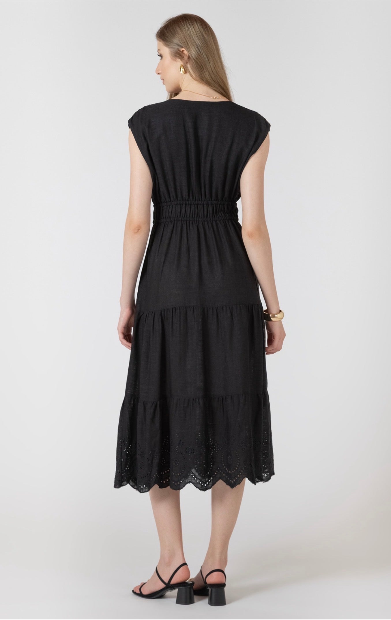 Black Tape Eyelet Dress Black