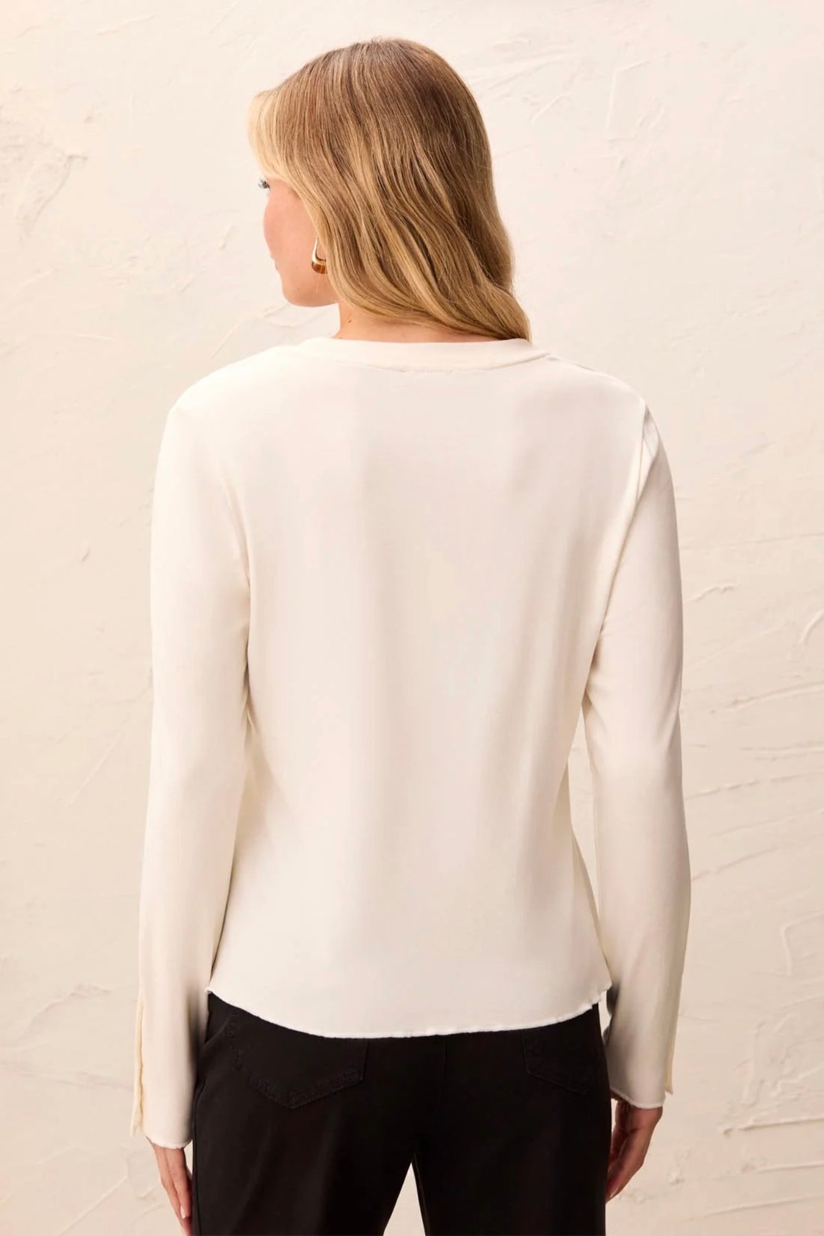 Tribal Button Cuff Ruffle Hem Top Moonstone
