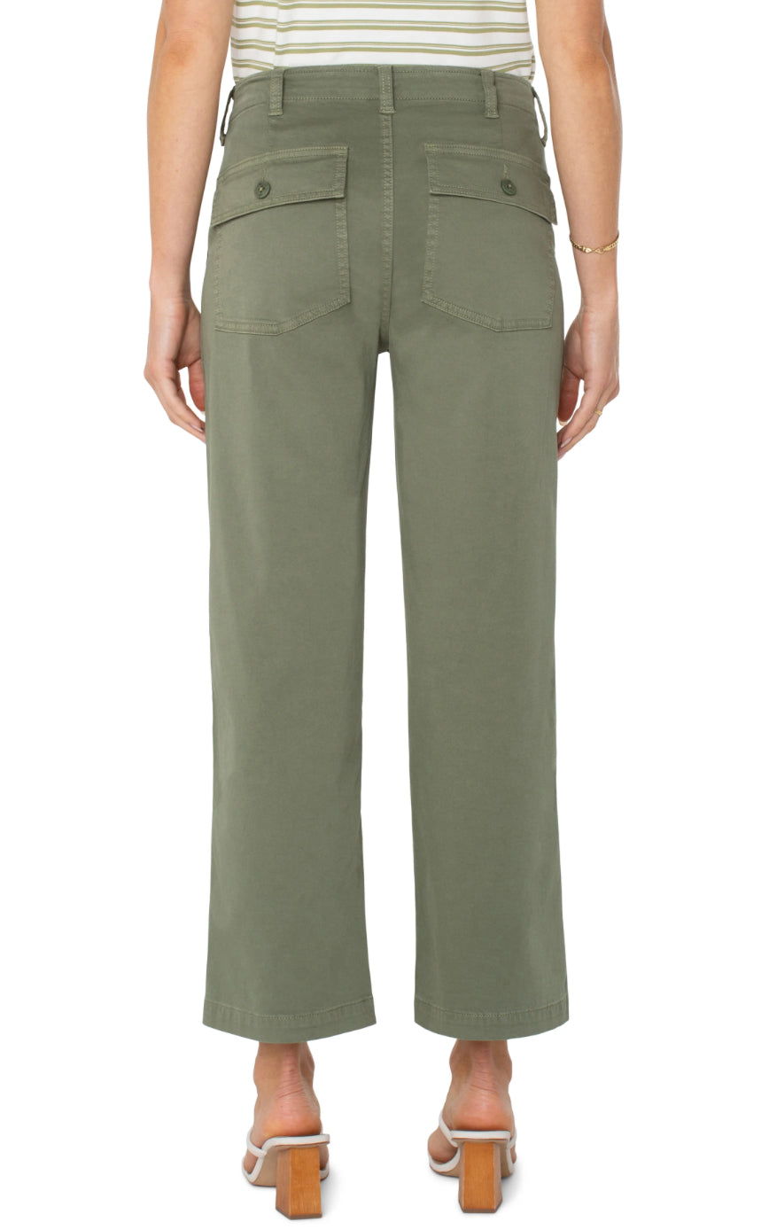 Liverpool Cargo Wide Leg Crop Olive