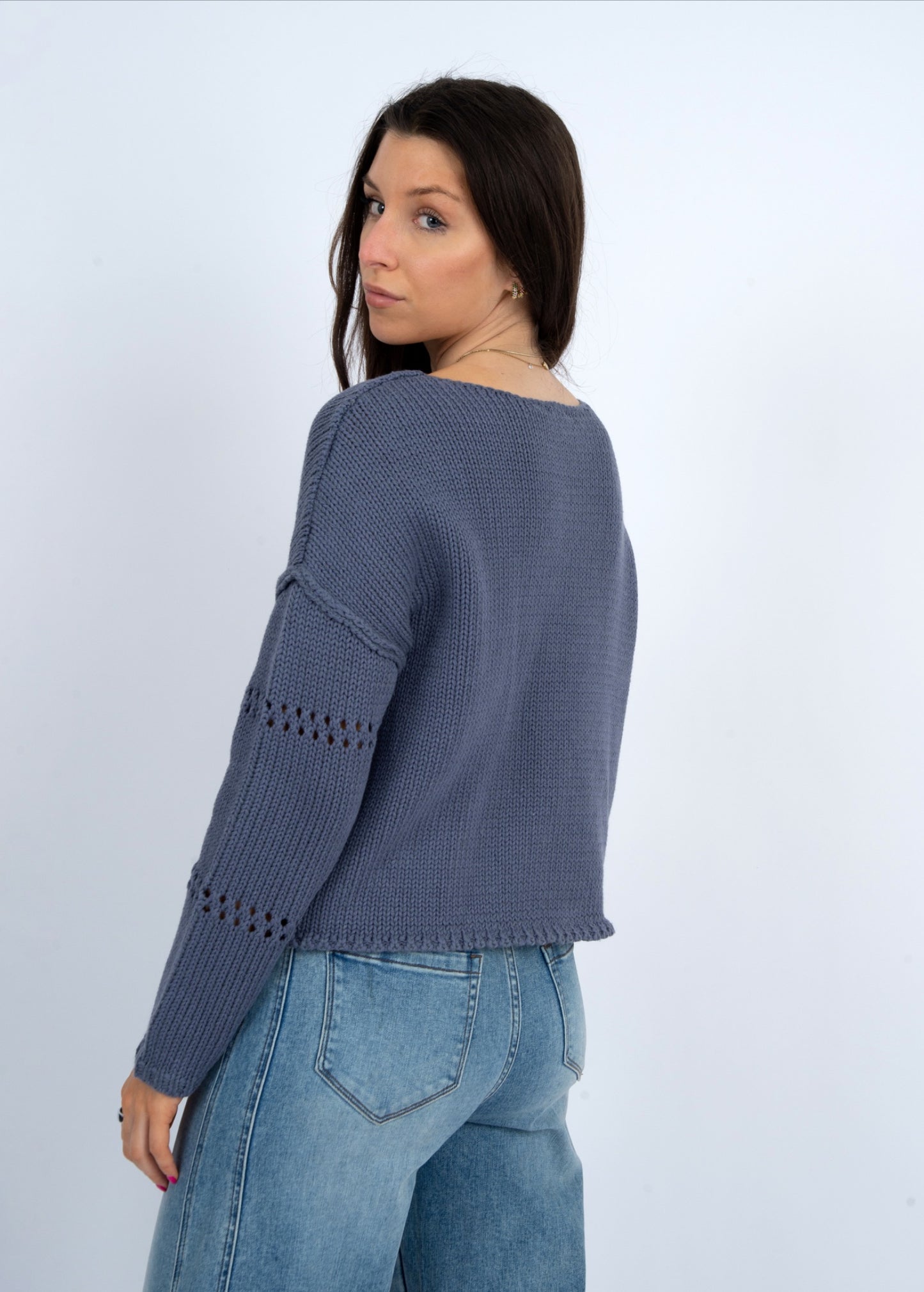 RD Style Arlo Boat Neck Sweater Denim Grey