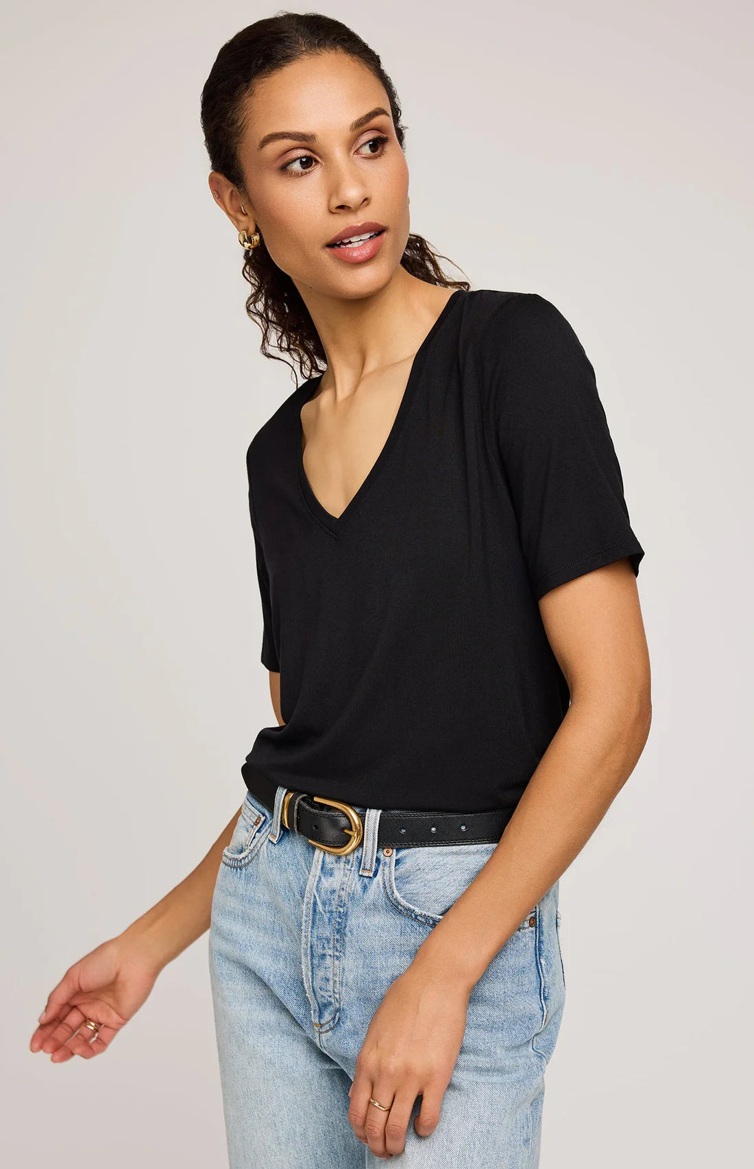 Gentle Fawn Jamie V-Neck Tee Black