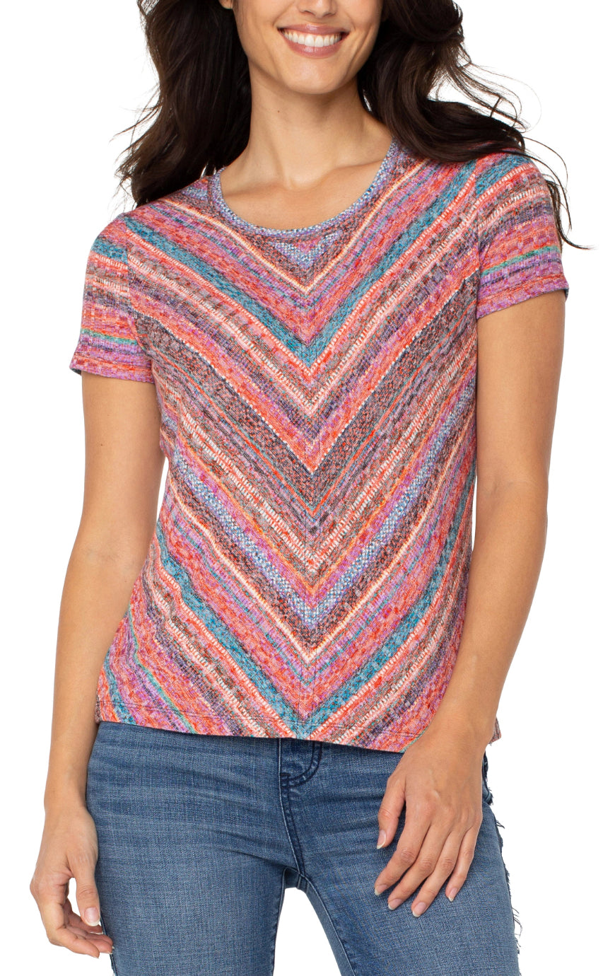 Liverpool Short Sleeve Knit Top With Miter