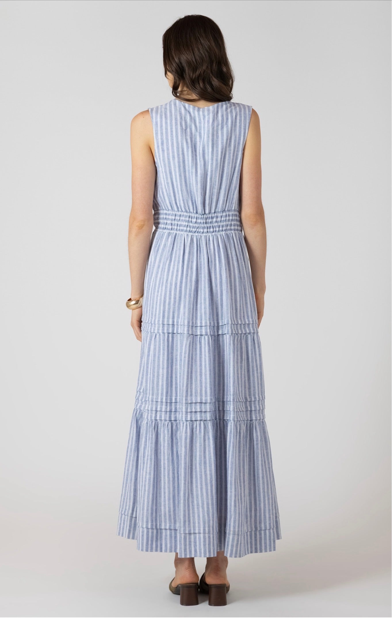Dex Pleat Detail Smock Waist Dress Chambray