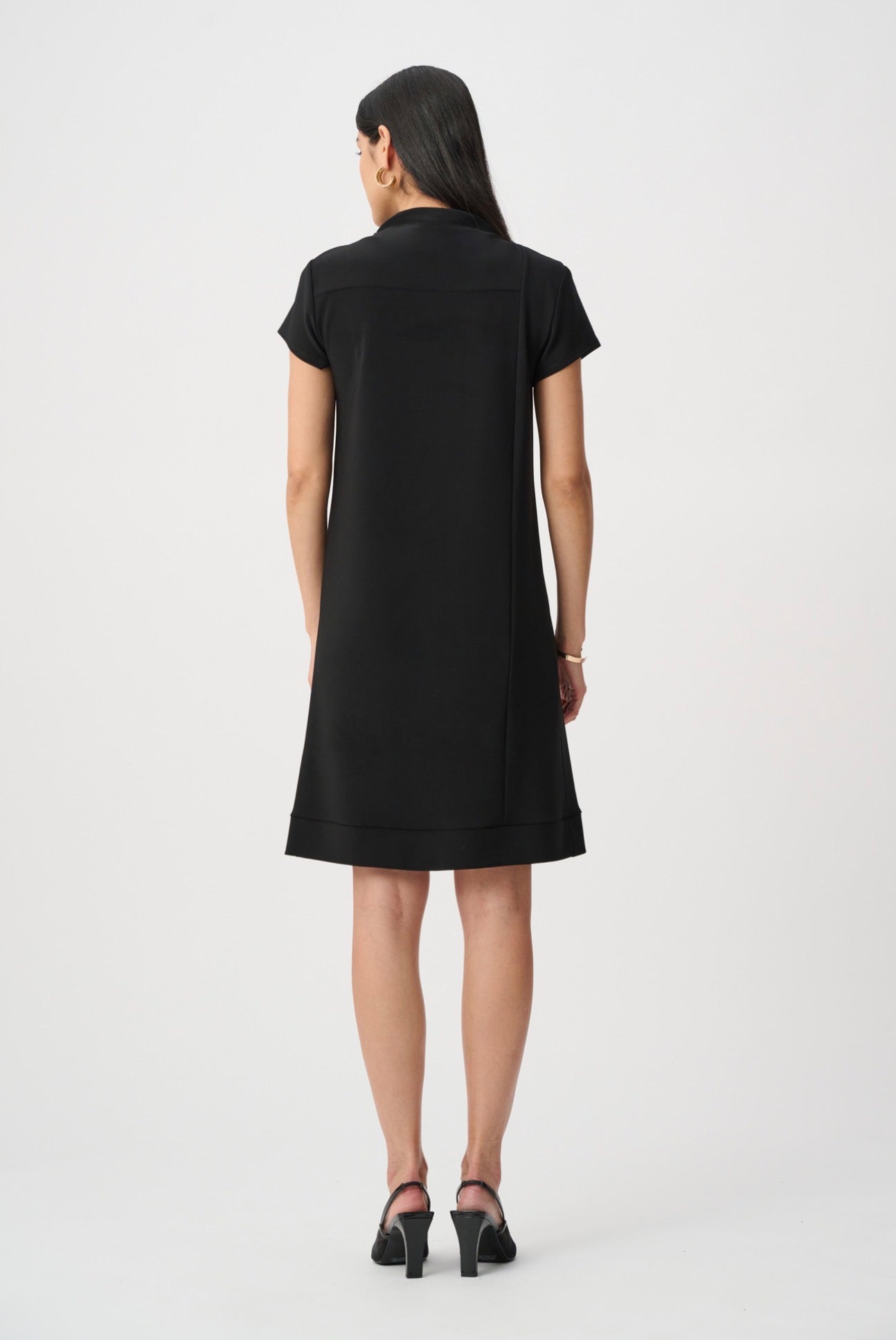 Joseph Ribkoff Leatherette And Silky Knit Mock-Neck Straight Dress 263181