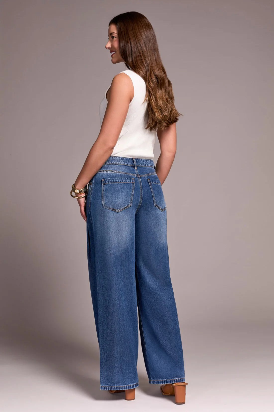 Tribal Audrey Pleated Wide Leg Jeans
