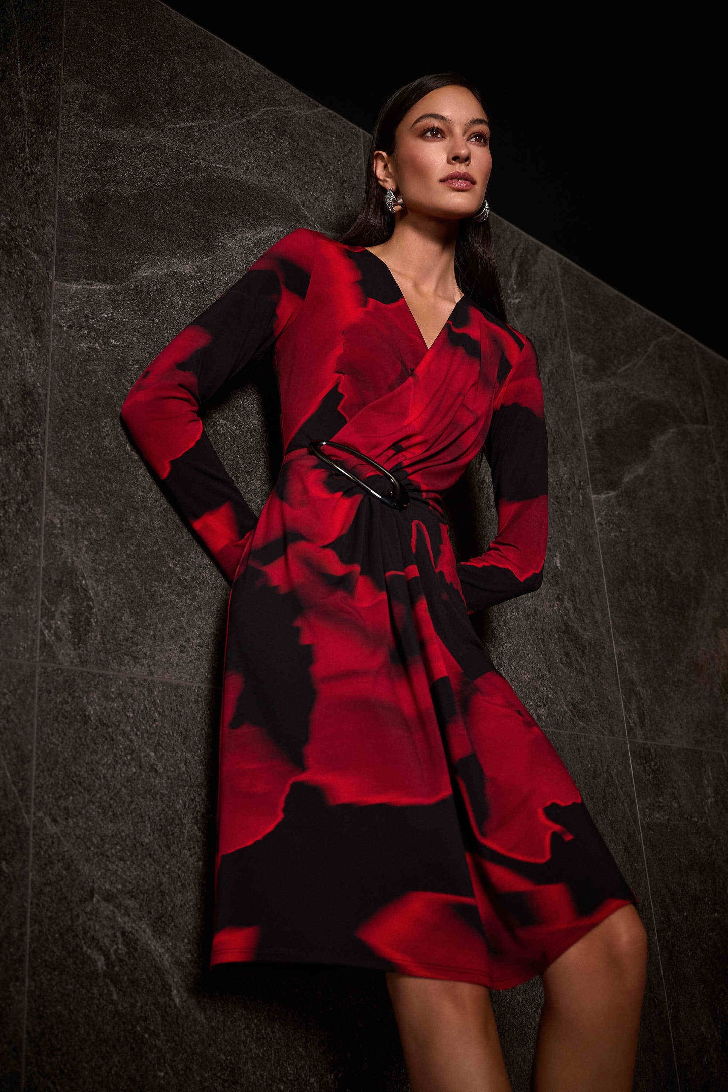 Silky Knit Abstract Print Wrap Dress
254088