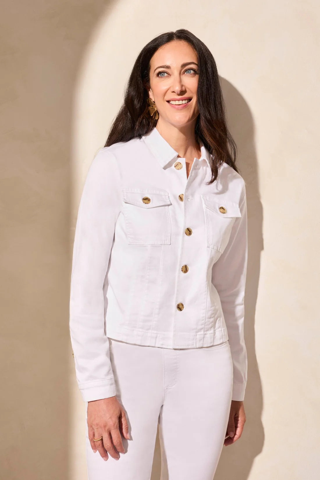 Tribal Stretch Denim Jacket White