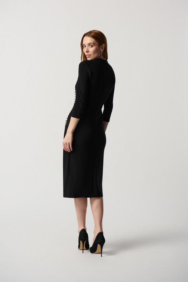 Joseph Ribkoff V-neck Ruched Bodycon Dress Style 234272