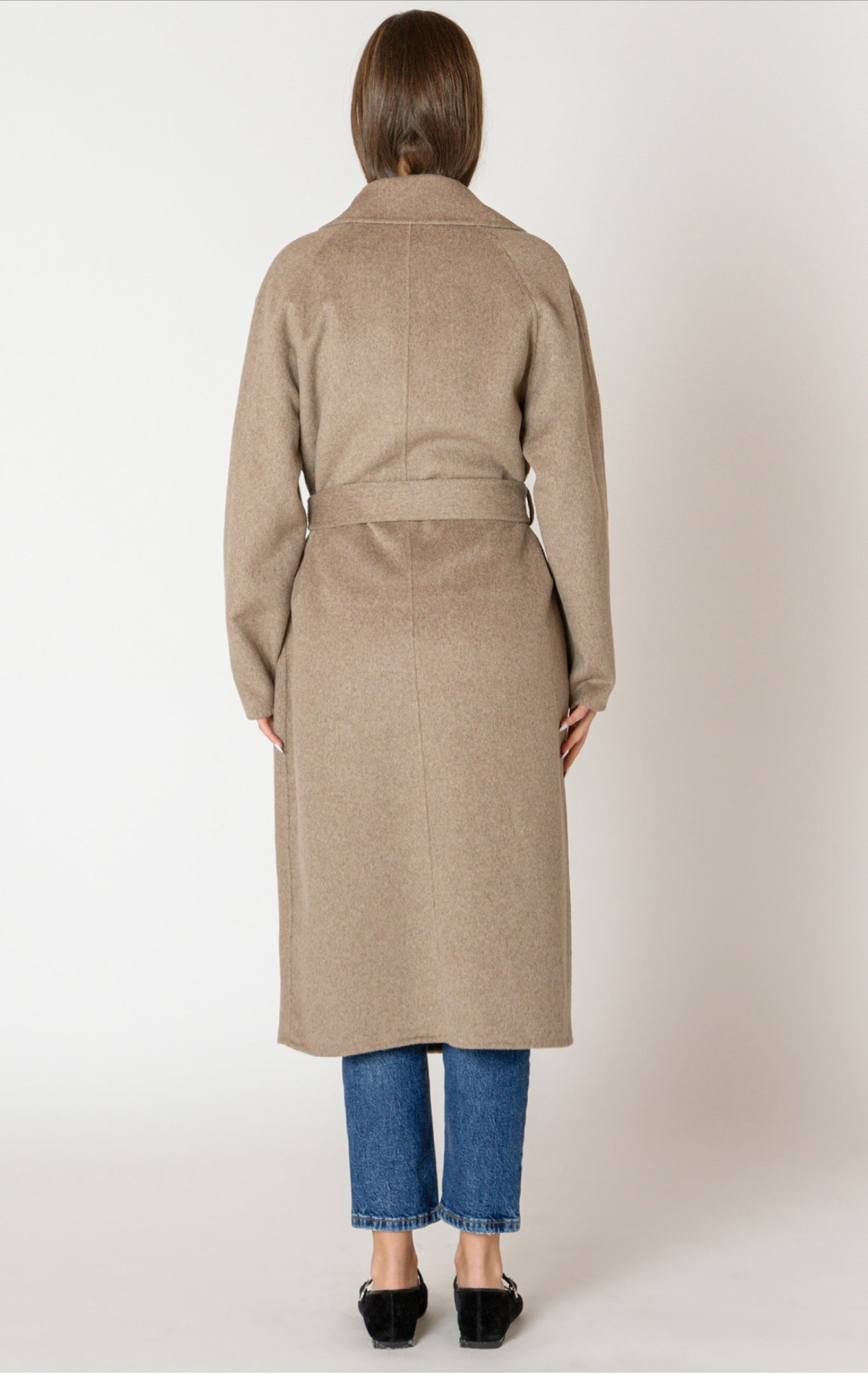 Black Tape Long Belted Coat Mink