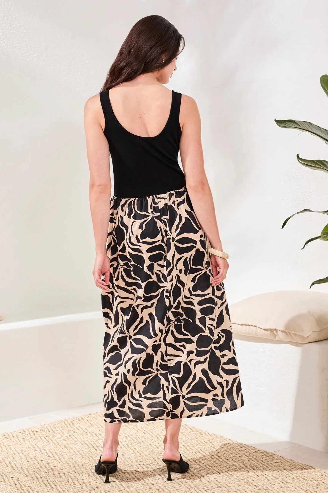 Tribal Sleeveless Mixed Pattern Maxi Dress