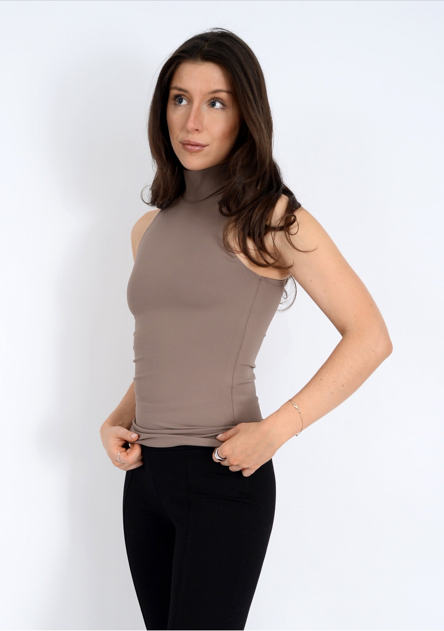 Second Skin: Mika Mock Neck Top Clay Taupe