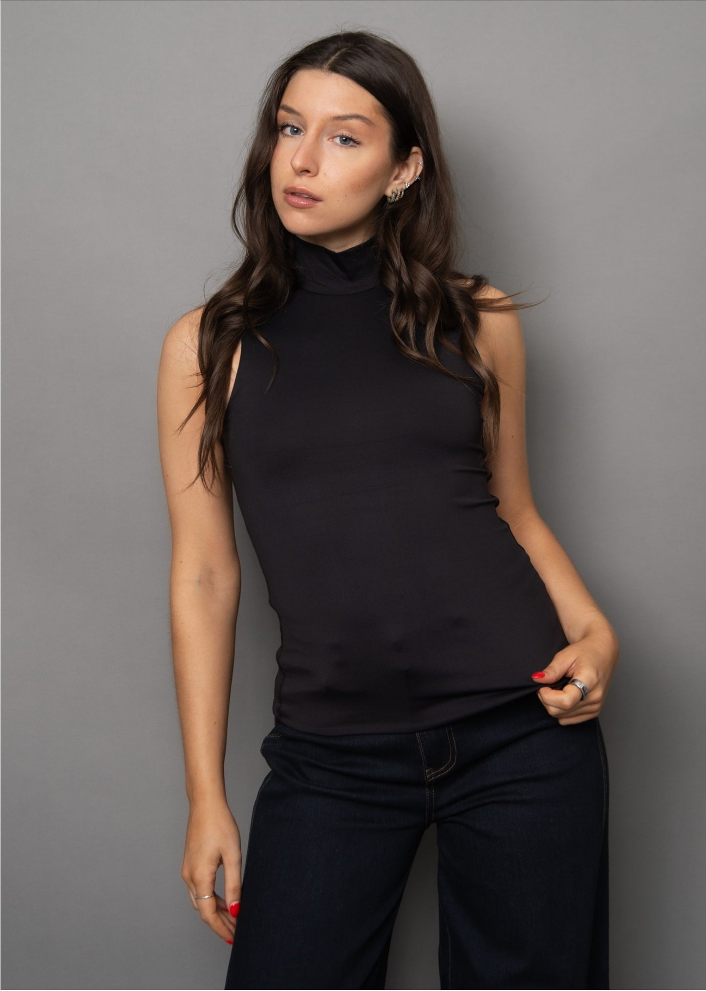 Second Skin: Mika Mock Neck Top Black