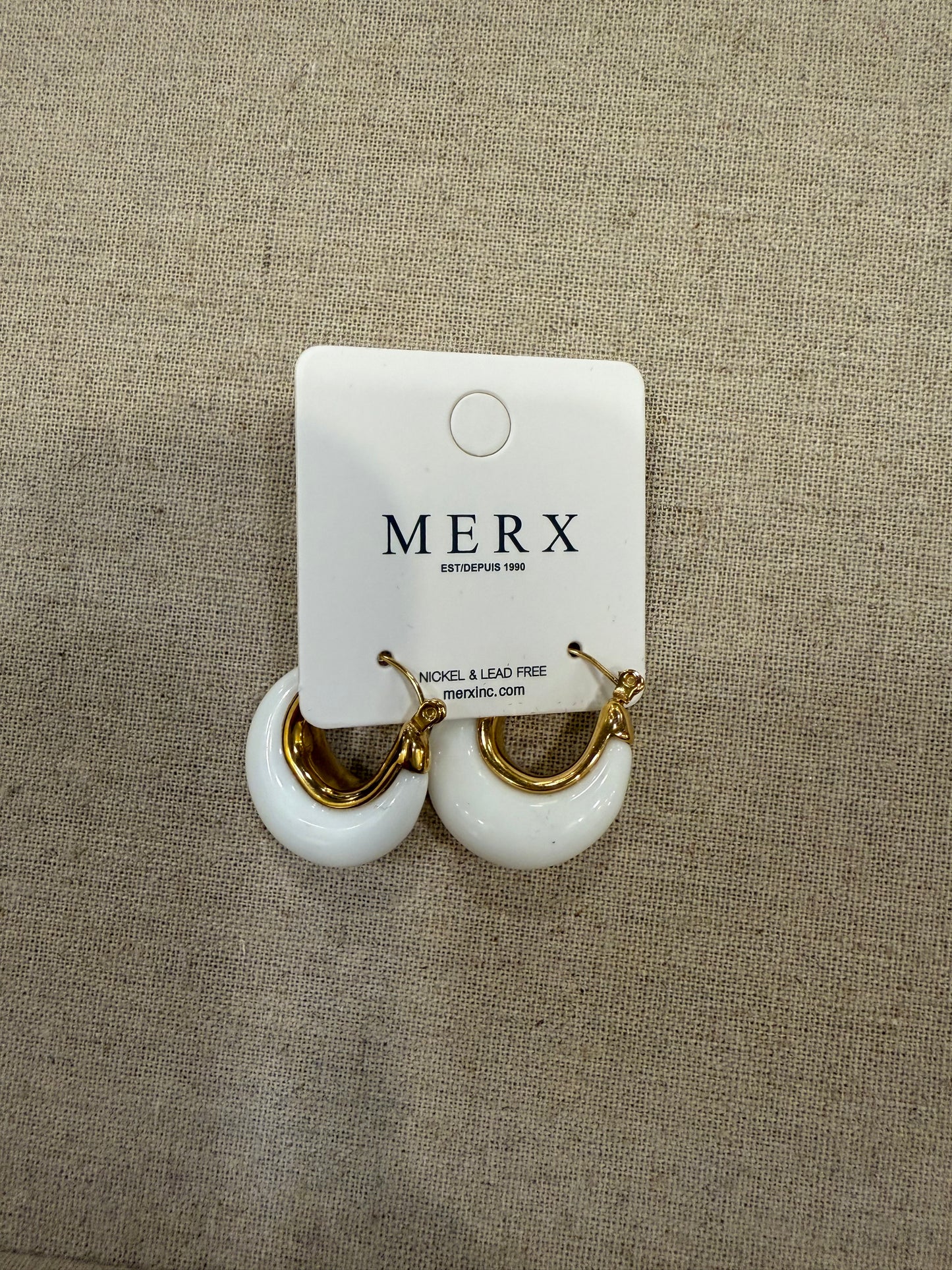 Merx White Hoop Earrings