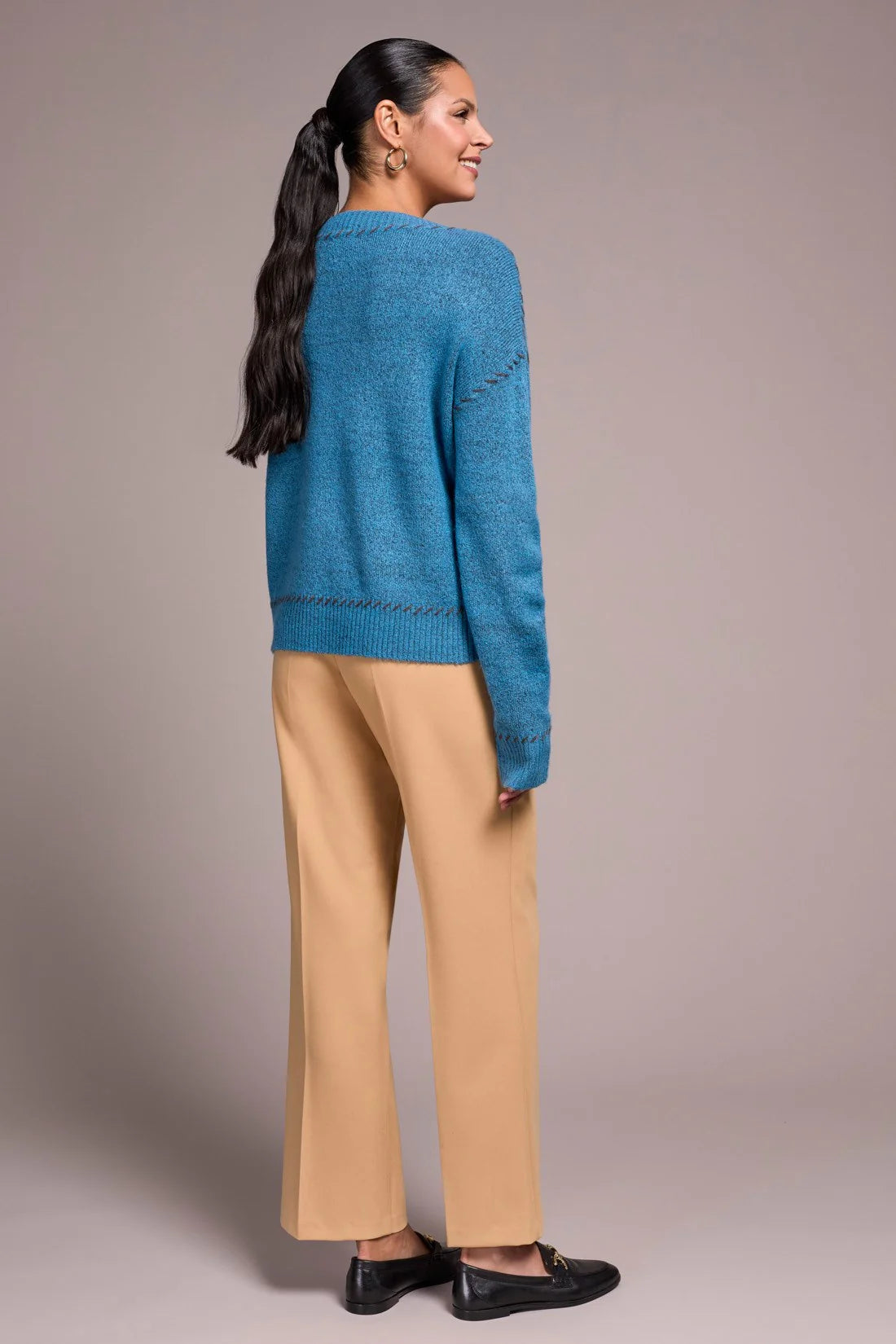 Tribal Saddle Stitch Crew Neck Sweater Celesial