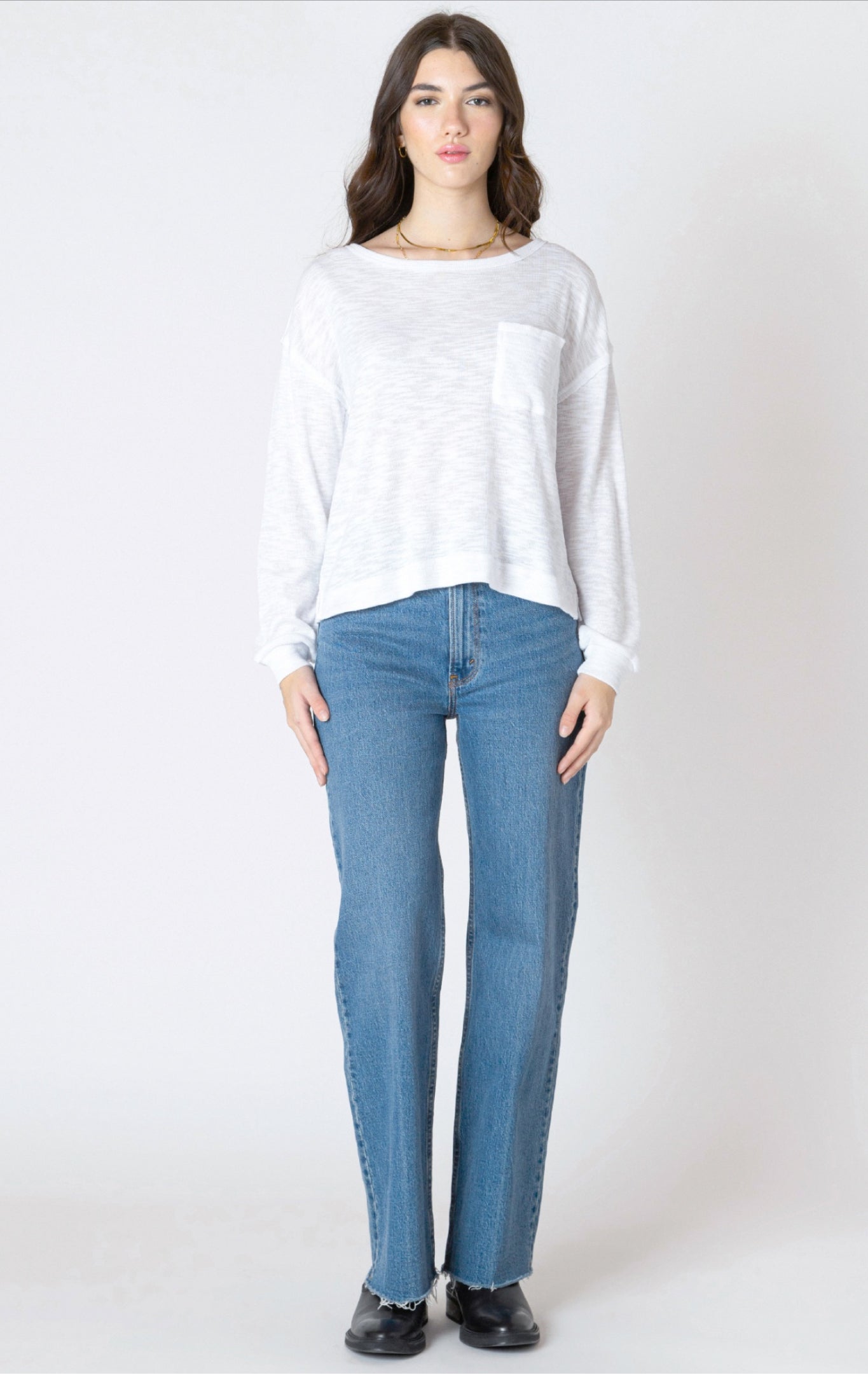 Dex Pocket Tee Long Sleeve White