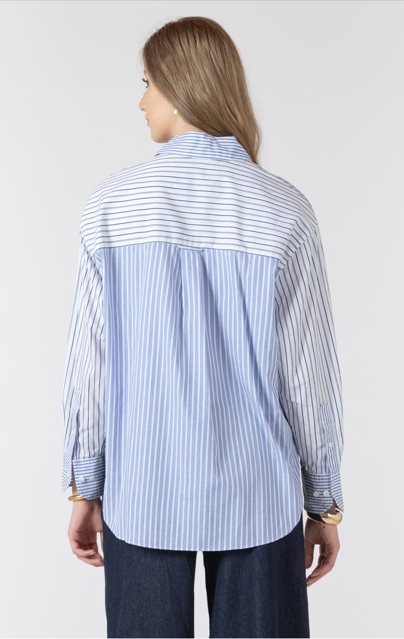 Black Tape Striped Colour Block Button Up Shirt