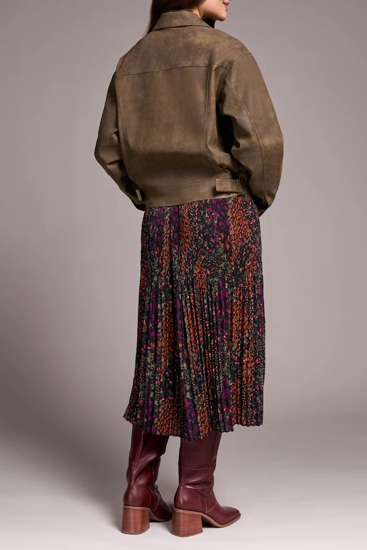 Tribal Faux Suede Collared Jacket Cocoa