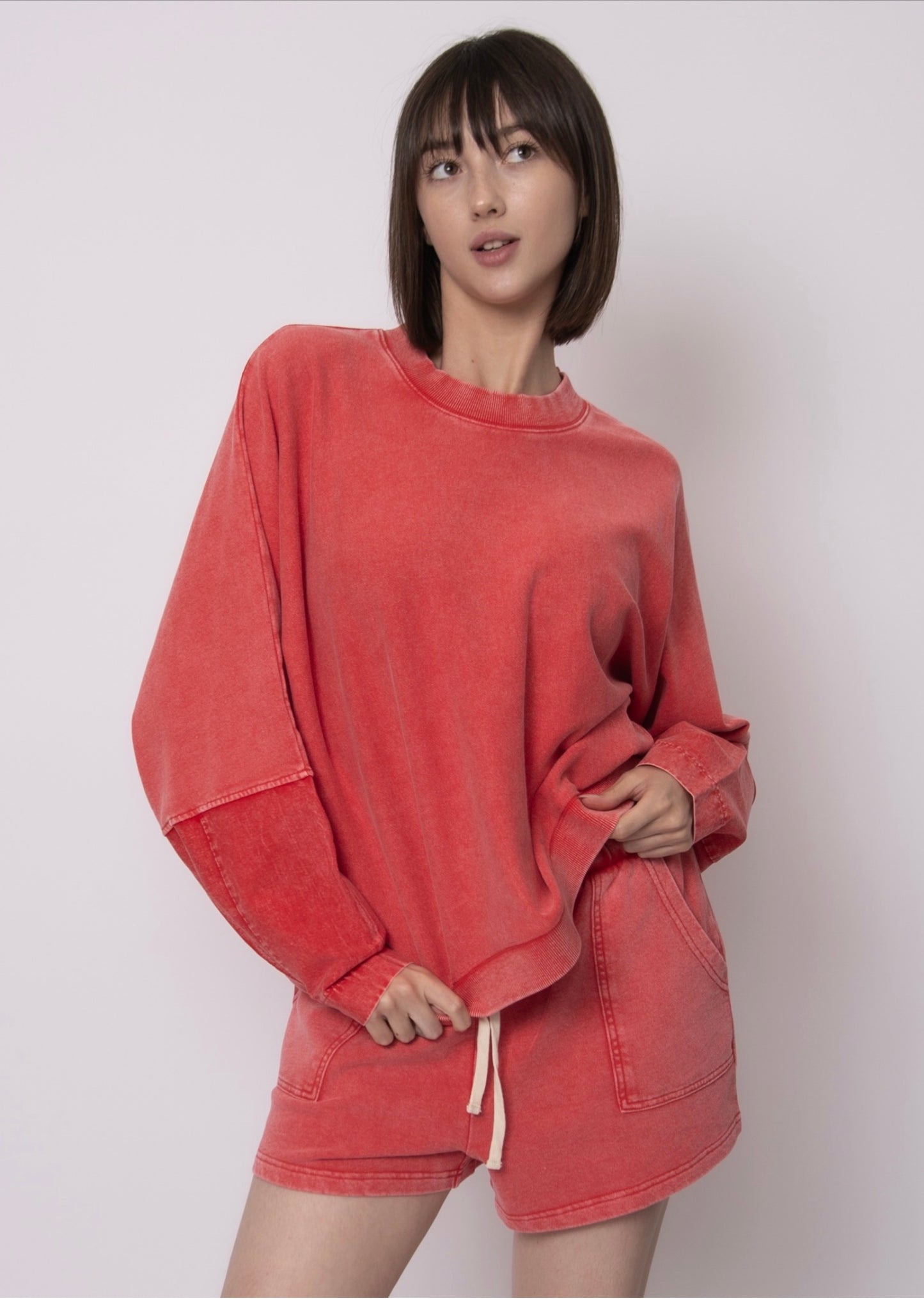 RD Style Eva Terry Pullover Cherry
