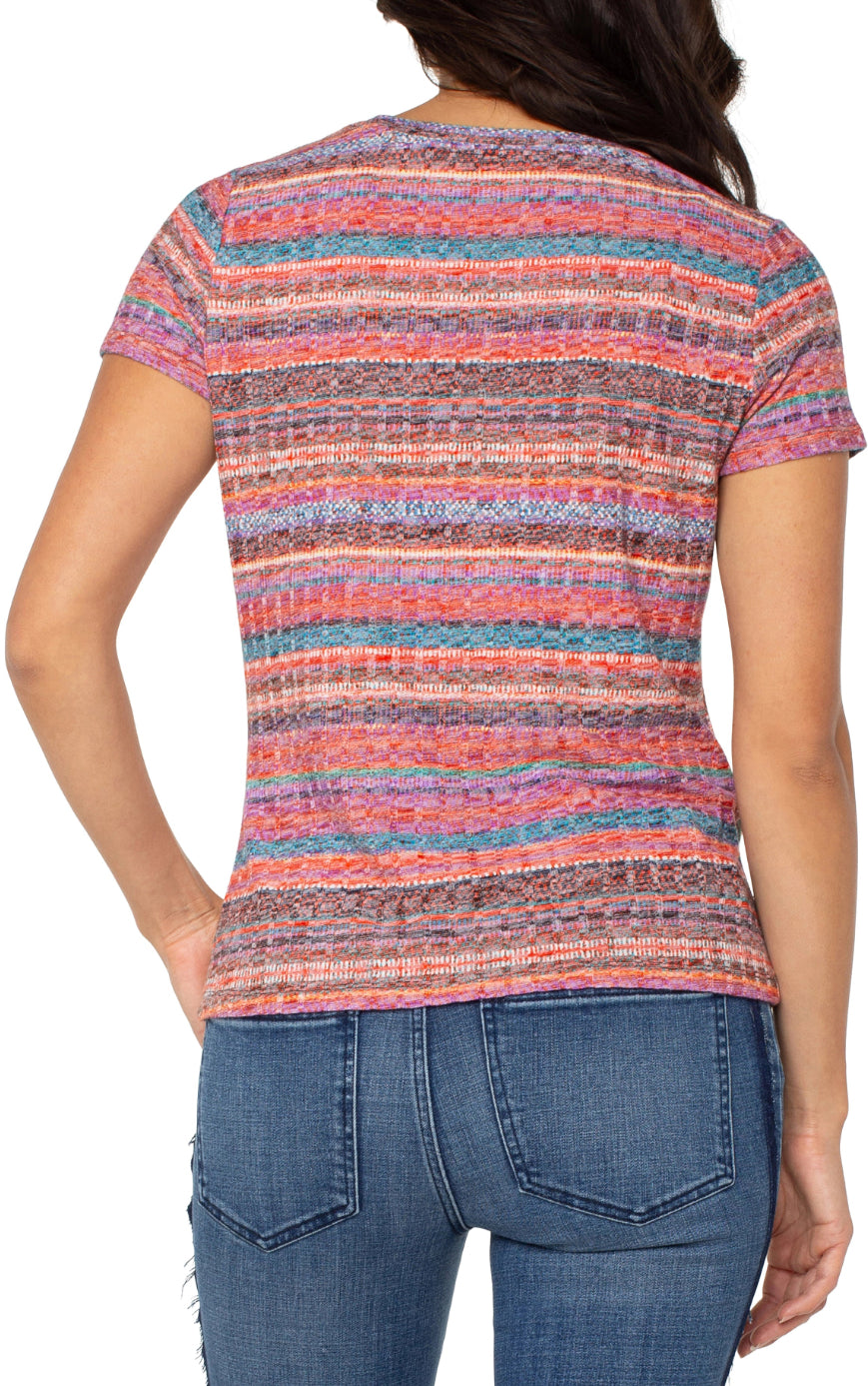Liverpool Short Sleeve Knit Top With Miter