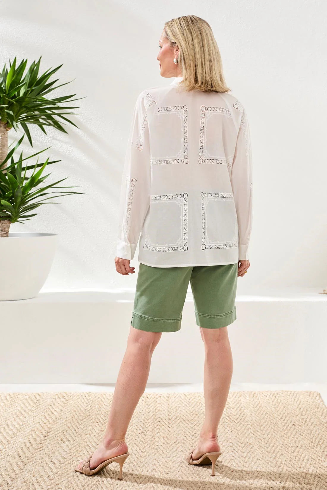 Tribal Embroidered Cotton Voile Button Blouse