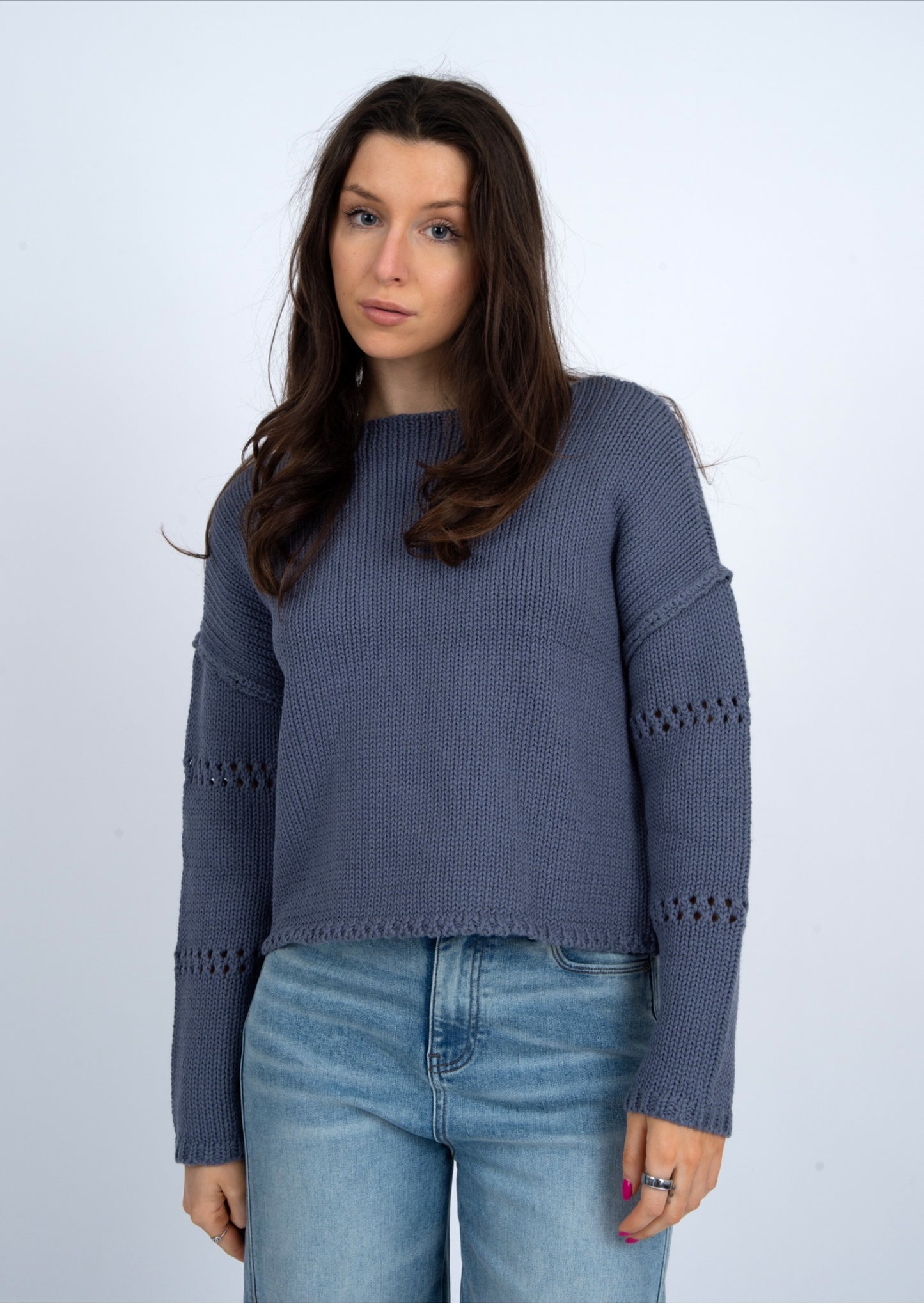 RD Style Arlo Boat Neck Sweater Denim Grey