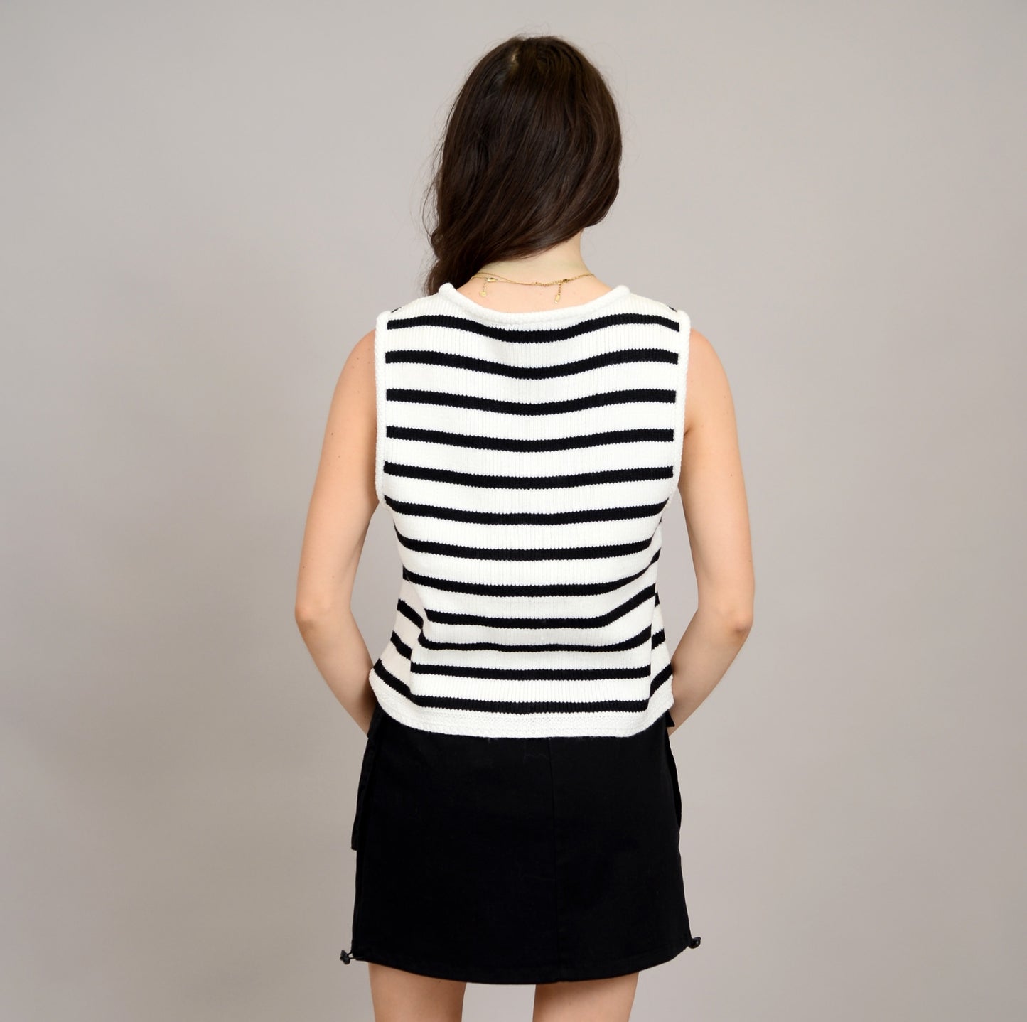 RD Style Meta Striped Button Up Sweater Vest