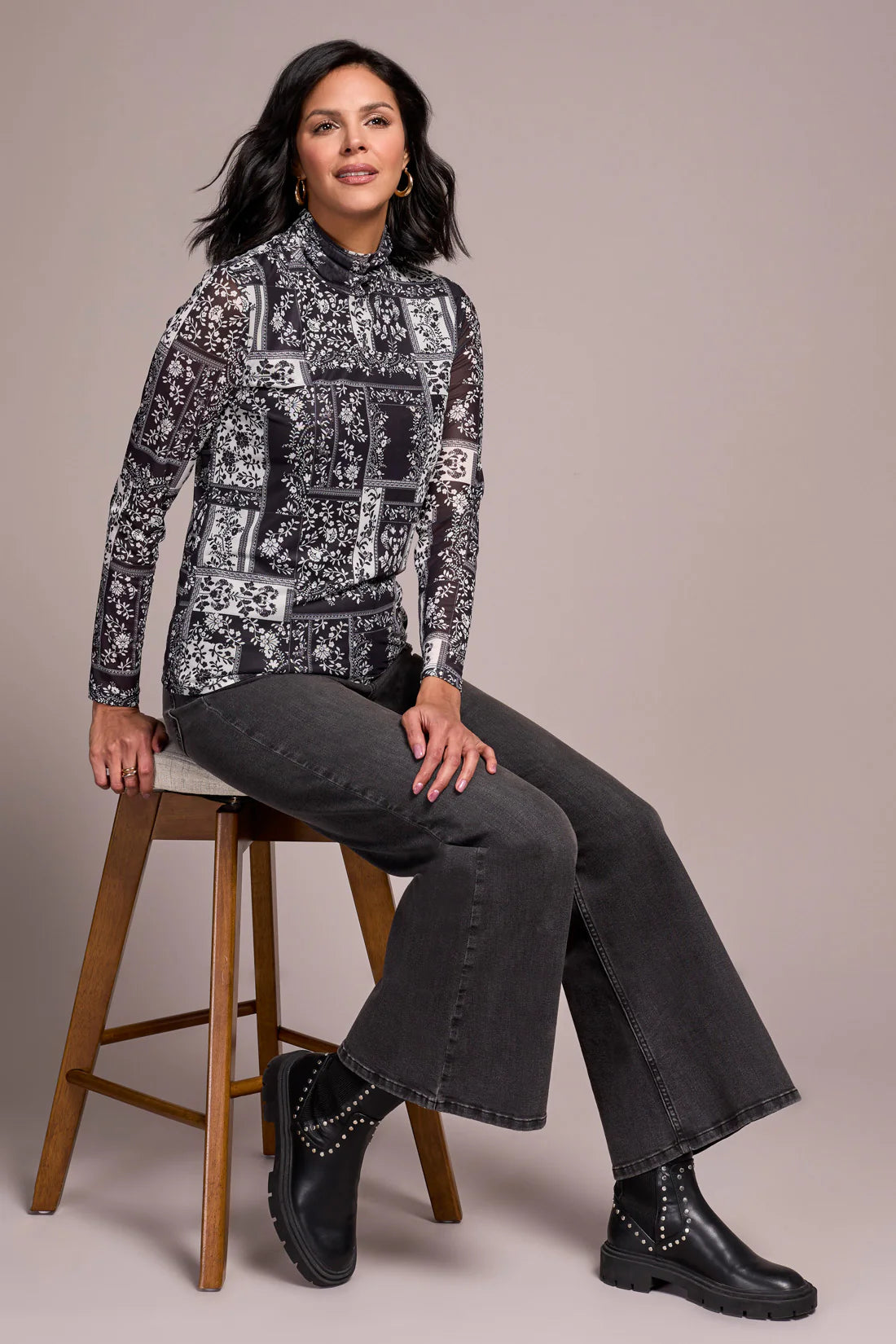 Tribal Brooke High Rise Palazzo Jeans Grey