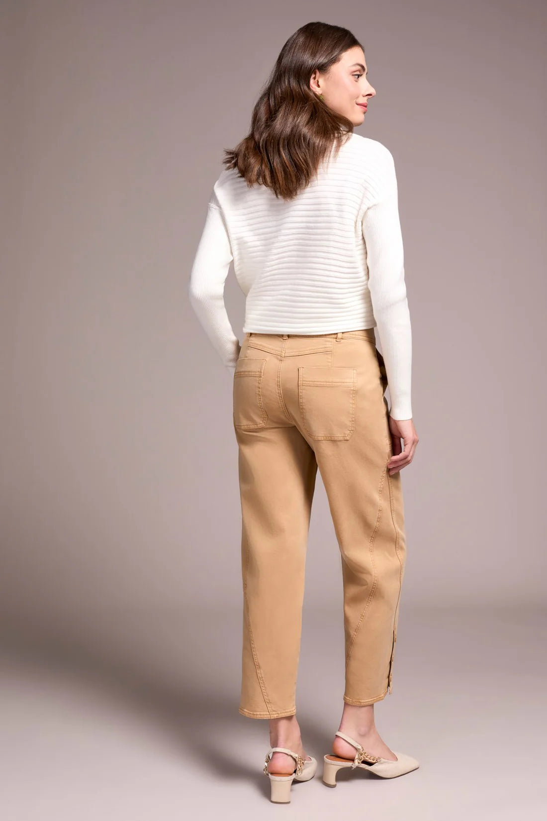 Tribal Twill Patch Pocket Crop Pants Latte