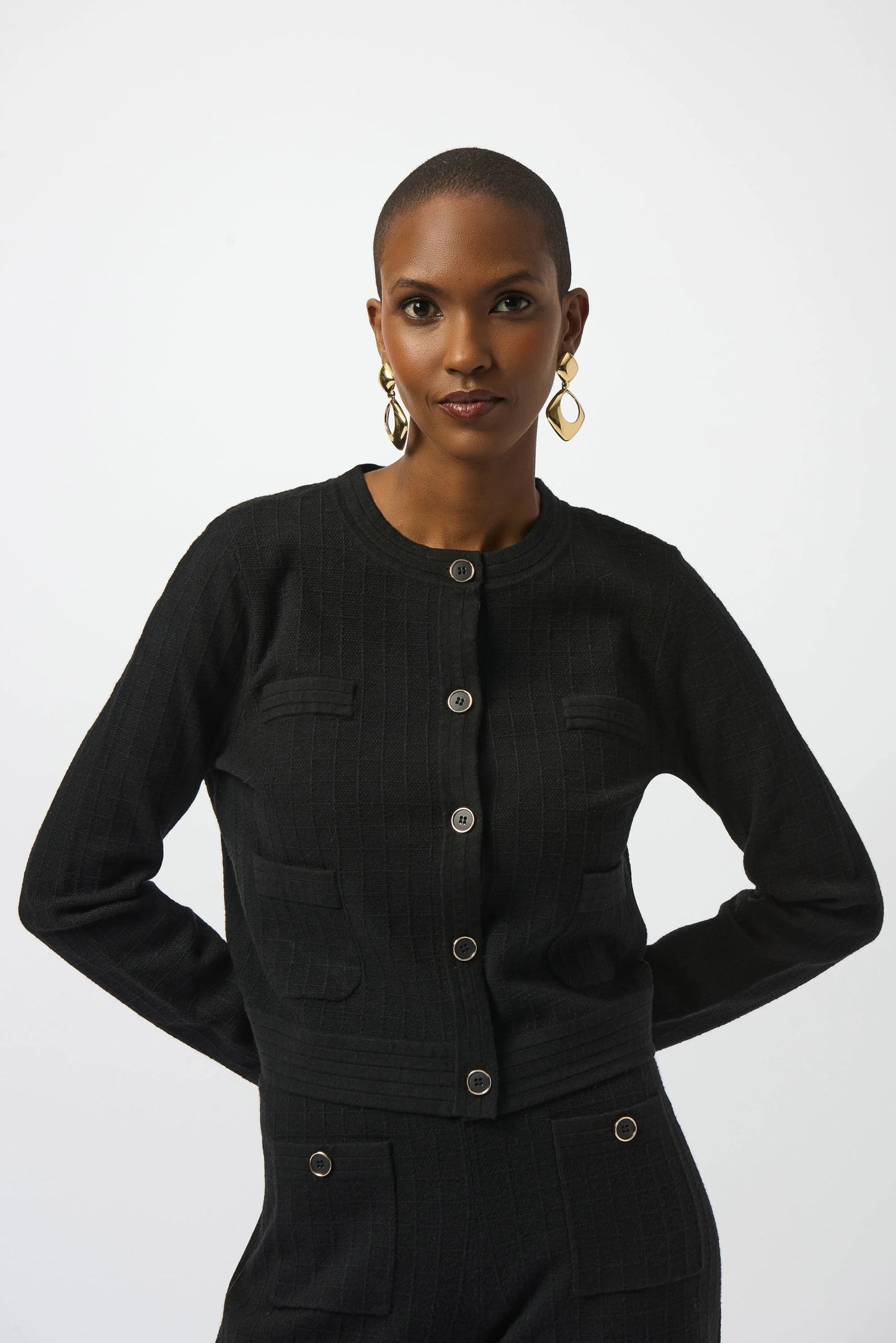 Joseph Ribkoff Sweater Knit Crew Neck Button-Front Jacket 253983