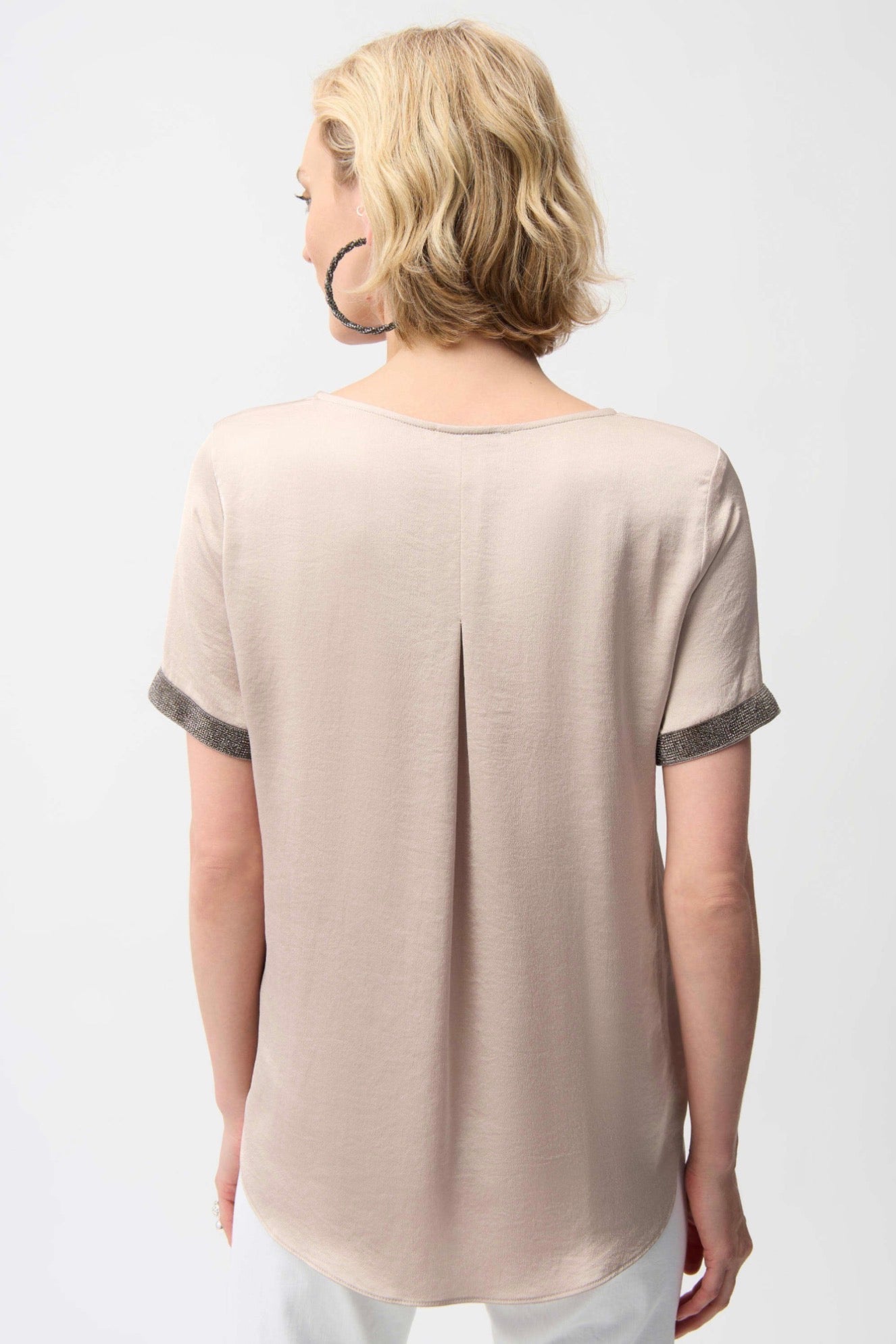 Joseph Ribkoff Recycled Satin Top With Rhinestones Detail 261116