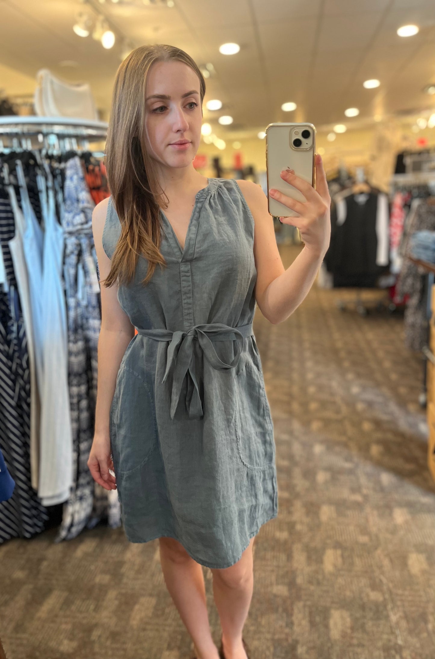 Velvet Adriana Linen Dress Graphite