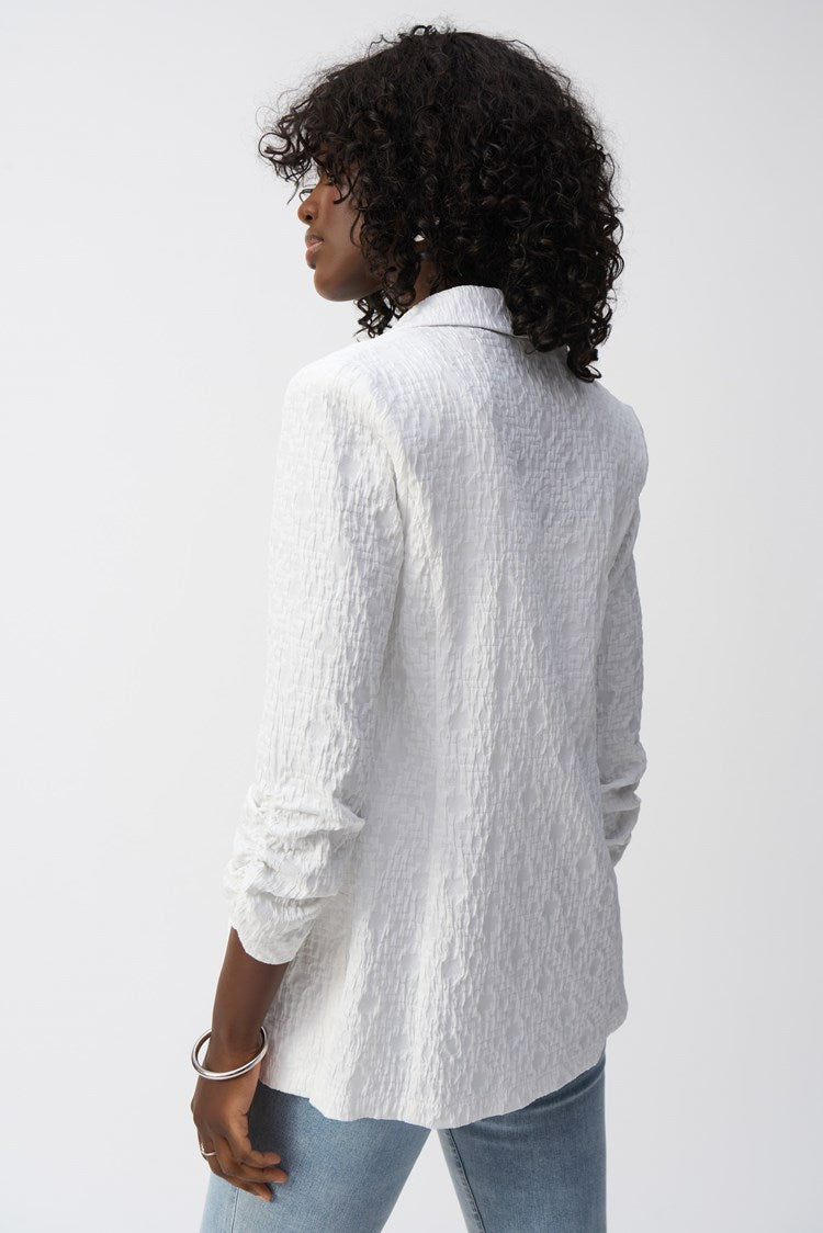 Joseph Ribkoff Woven Jacquard Boxy Blazer White 242034S25