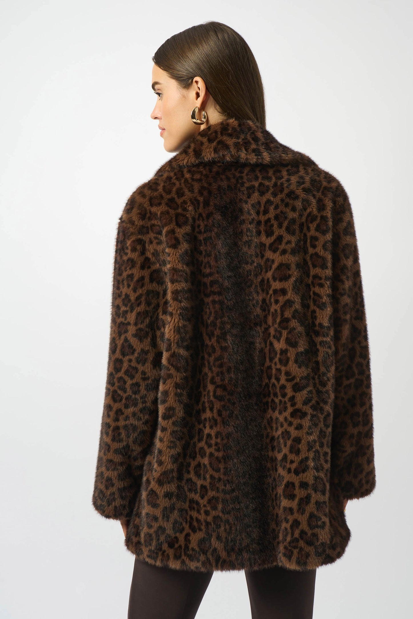 Joseph Ribkoff Faux Fur Leopard Print Double-Breasted Coat 253937