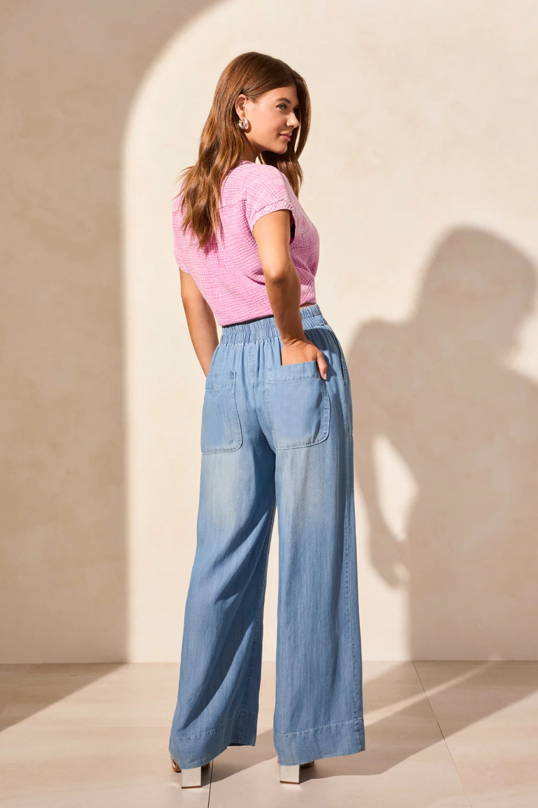 Tribal Tencel Pull On Wide Leg Pants