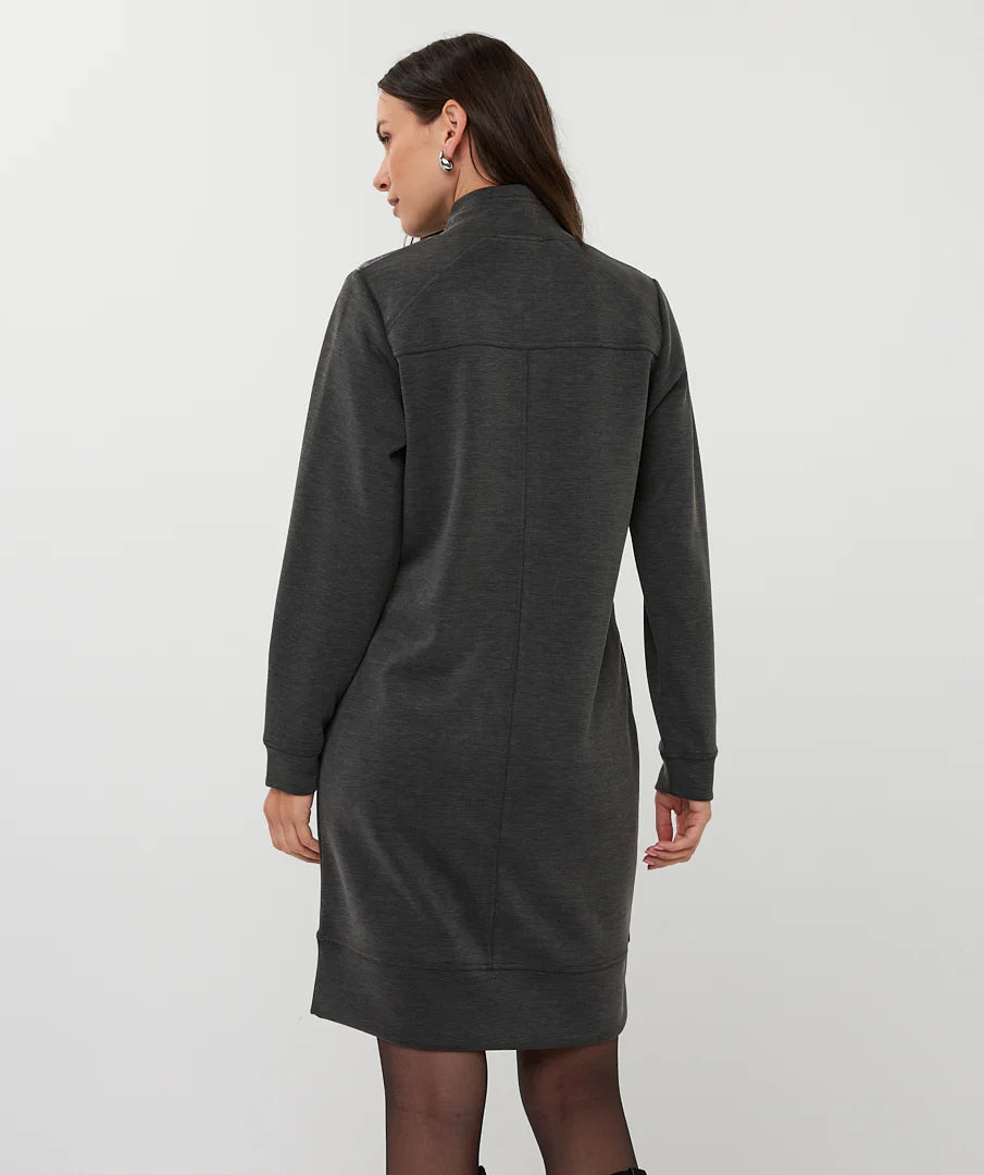Esqualo Half Zip Dress Dark Grey
