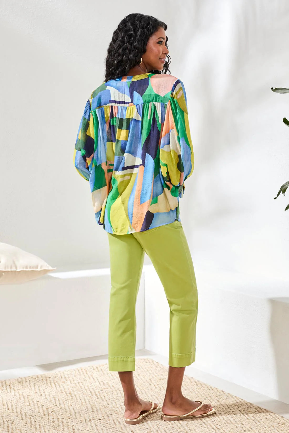 Tribal Flowy Dolman Sleeve Blouse Mojito